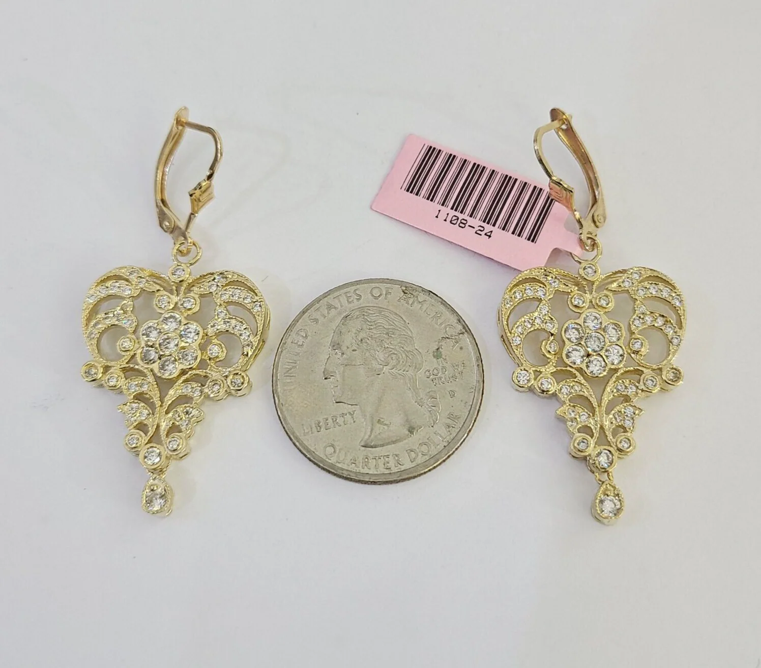 14k Chandelier Earrings Pendant Charm SET Yellow Gold Real Genuine 14Kt - Image 8