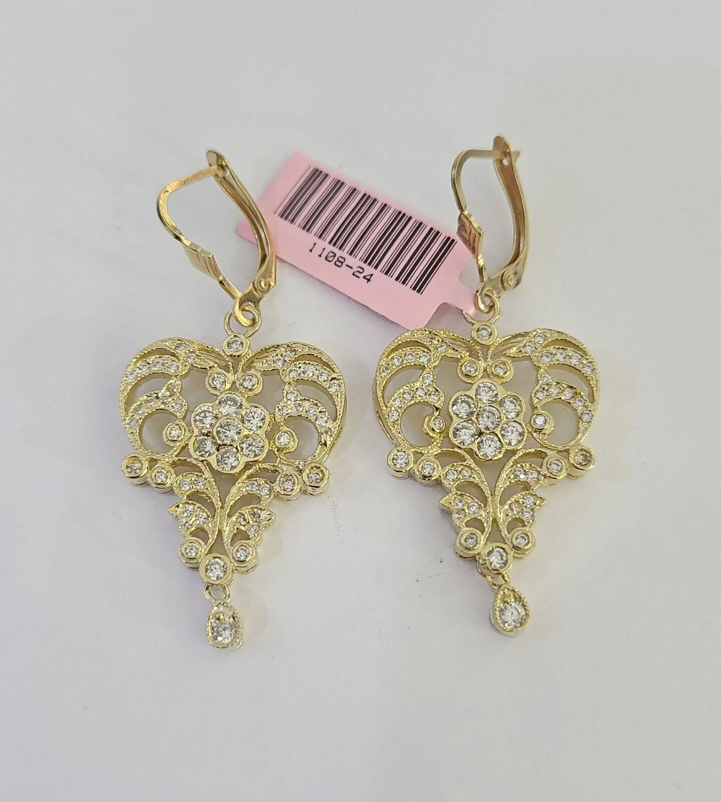 14k Chandelier Earrings Yellow Gold Push Back Real Women Genuine 14Kt - Image 4