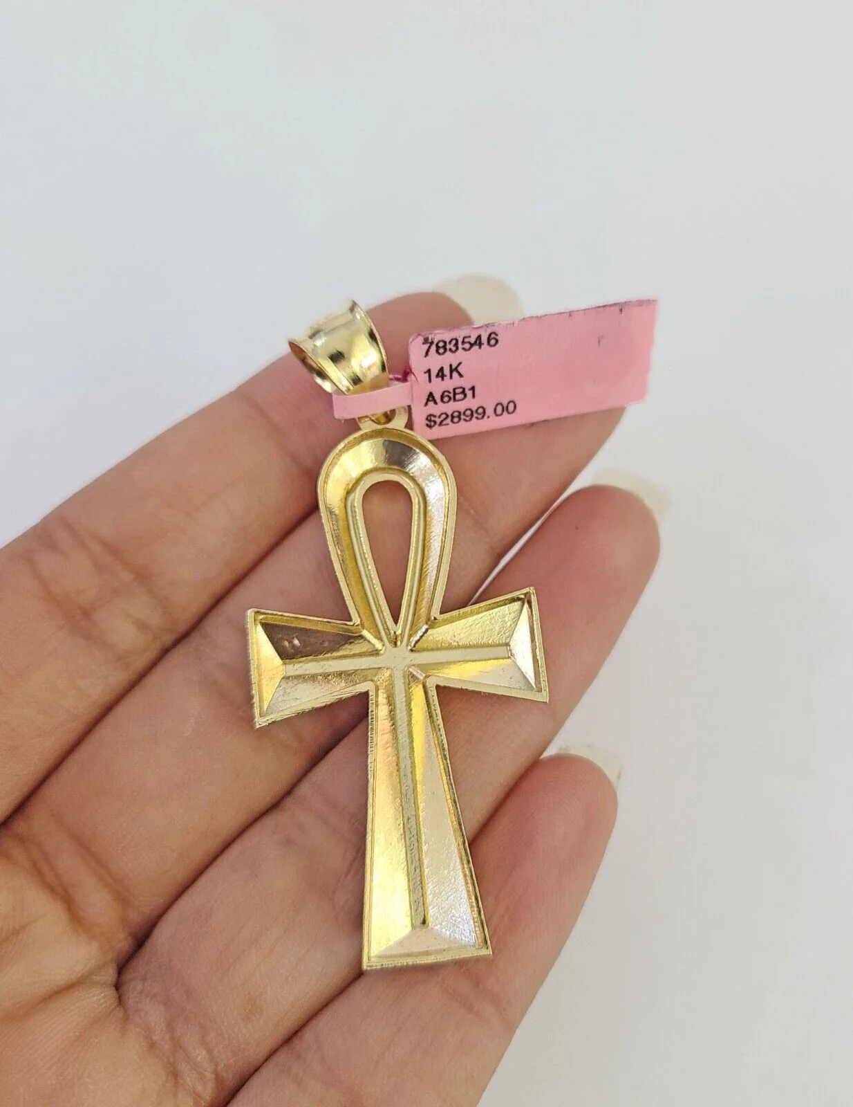 14k Cross Ankh Pendant Jesus 14kt Charm REAL Yellow Gold Religious Genuine - Image 5