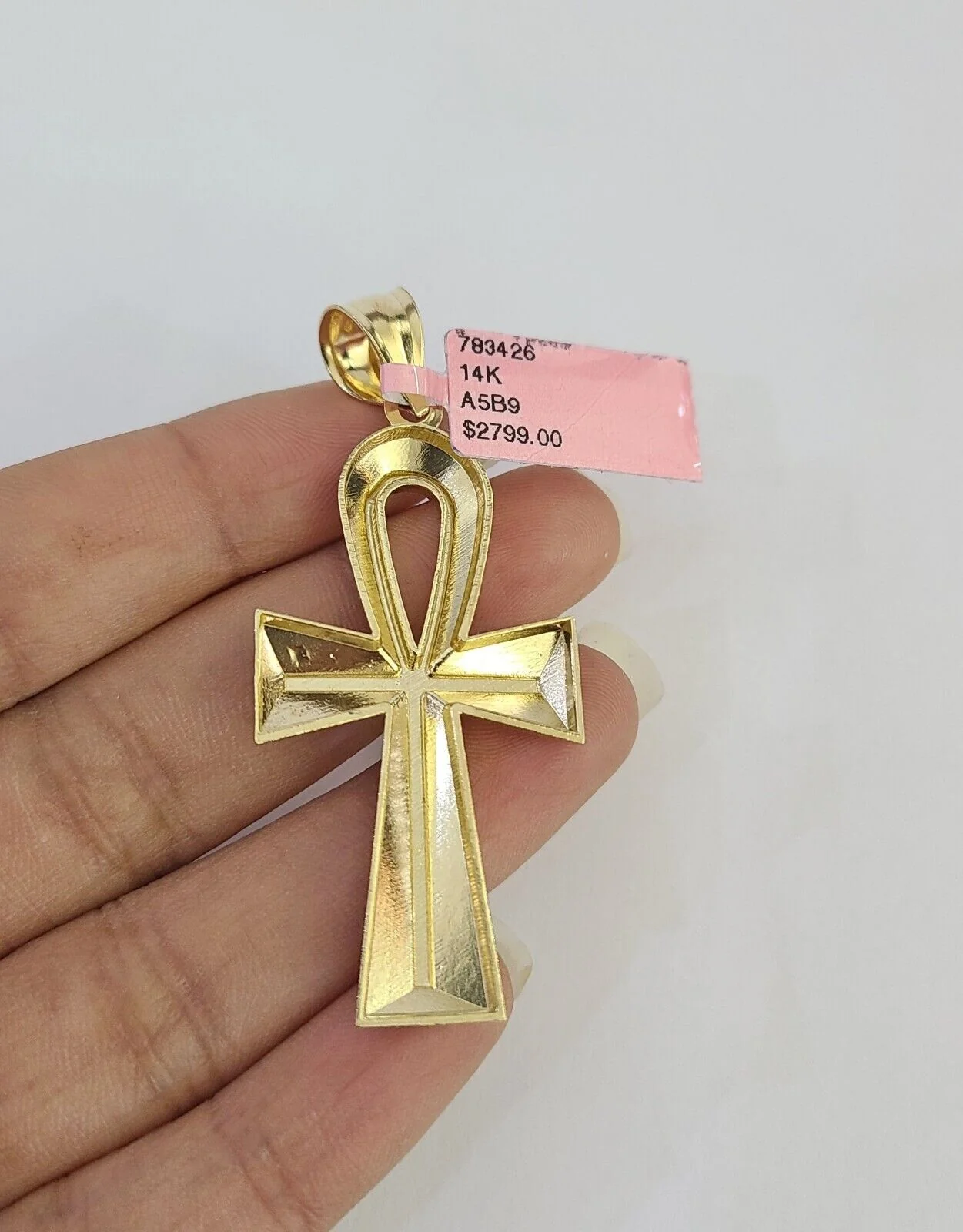 14k Cross Ankh Pendant Jesus 14kt Charm REAL Yellow Gold Religious Genuine - Image 5