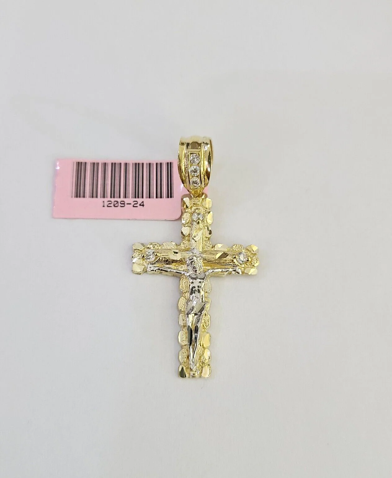14k Cross Nugget Pendant Jesus Crucifix  14kt Charm REAL Yellow Gold Religious - Image 2