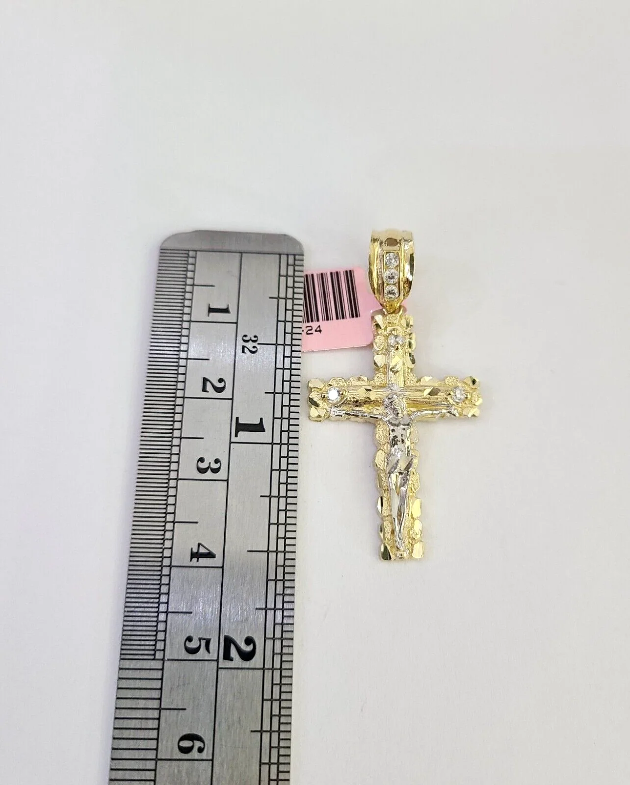14k Cross Nugget Pendant Jesus Crucifix  14kt Charm REAL Yellow Gold Religious - Image 3