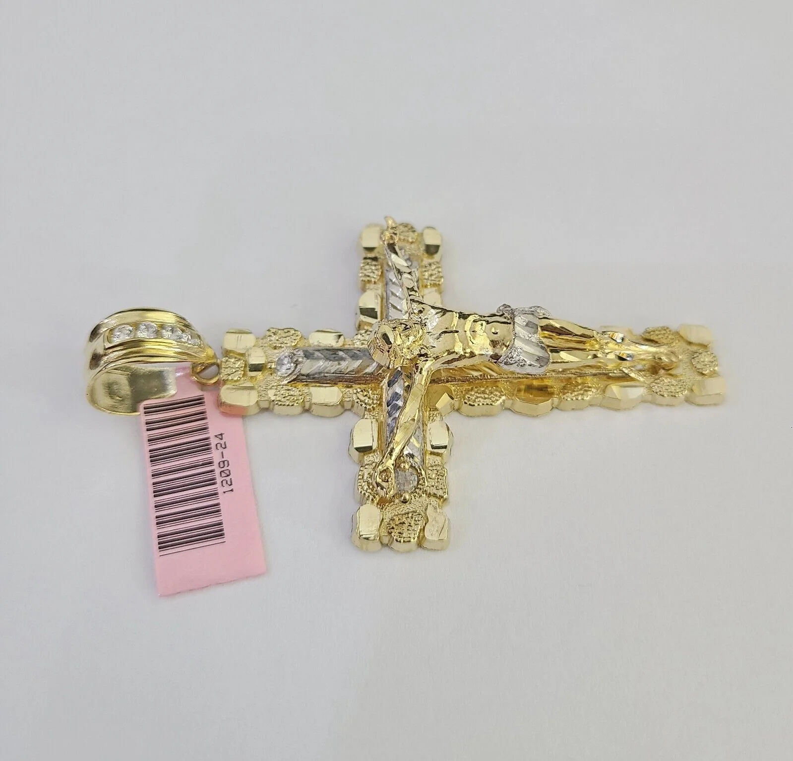 14k Cross Nugget Pendant Jesus Crucifix  14kt Charm REAL Yellow Gold Religious - Image 4