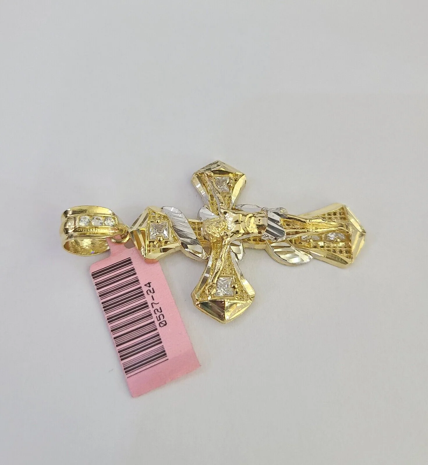 14k Cross Spiral Pendant Jesus Crucifix  14kt Charm REAL Yellow Gold Religious - Image 3
