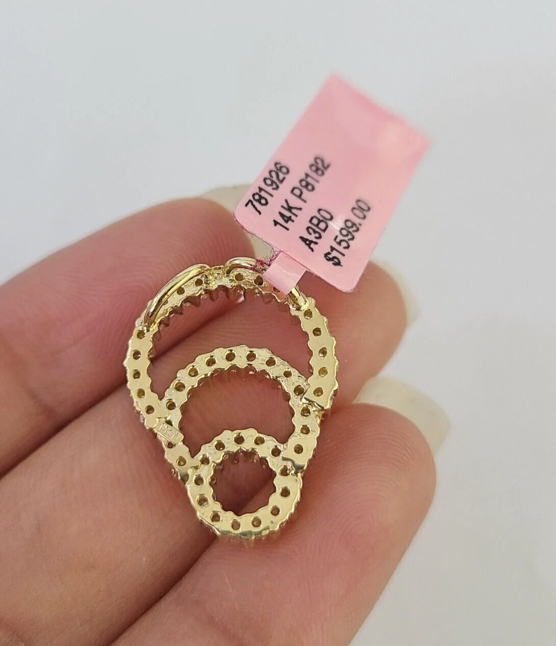 14k Elegant Circle Slides Pendant 14kt Charm REAL Yellow Gold Genuine - Image 3