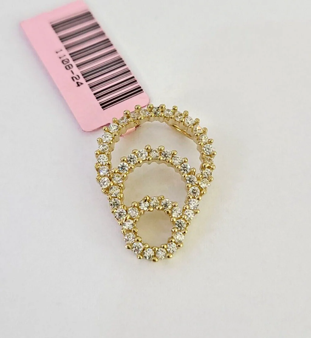 14k Elegant Circle Slides Pendant 14kt Charm REAL Yellow Gold Genuine - Image 5