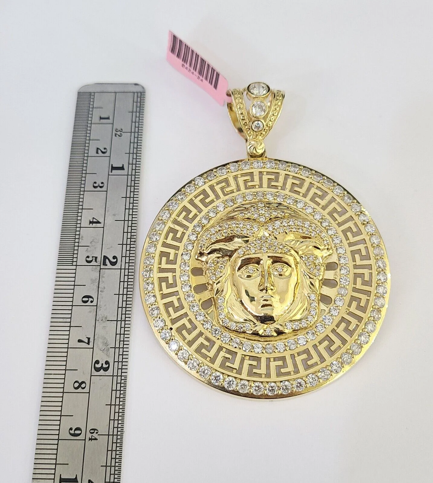 14k Figaro Chain Head Charm Pendant Gold 7mm 20-30 inch SET Necklace Yellow - Image 2