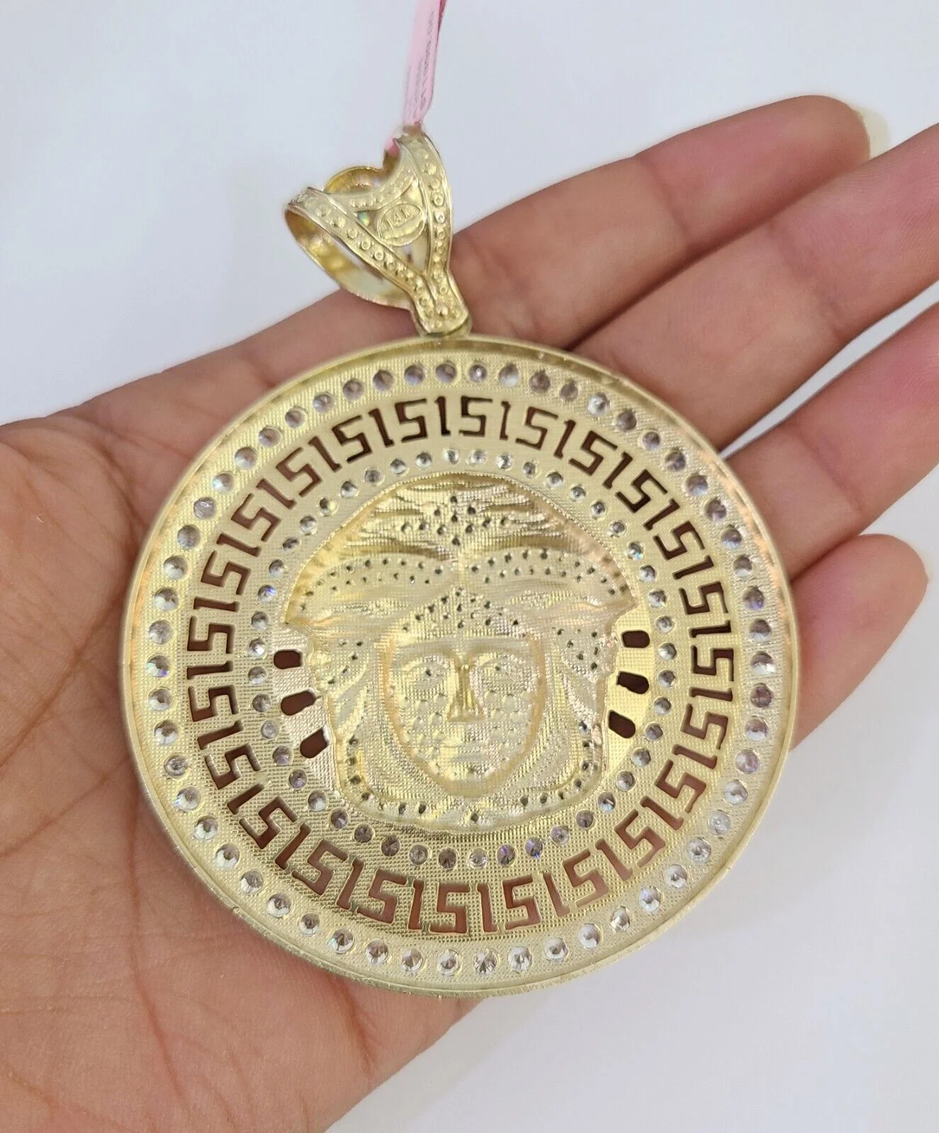 14k Figaro Chain Head Charm Pendant Gold 7mm 20-30 inch SET Necklace Yellow - Image 7