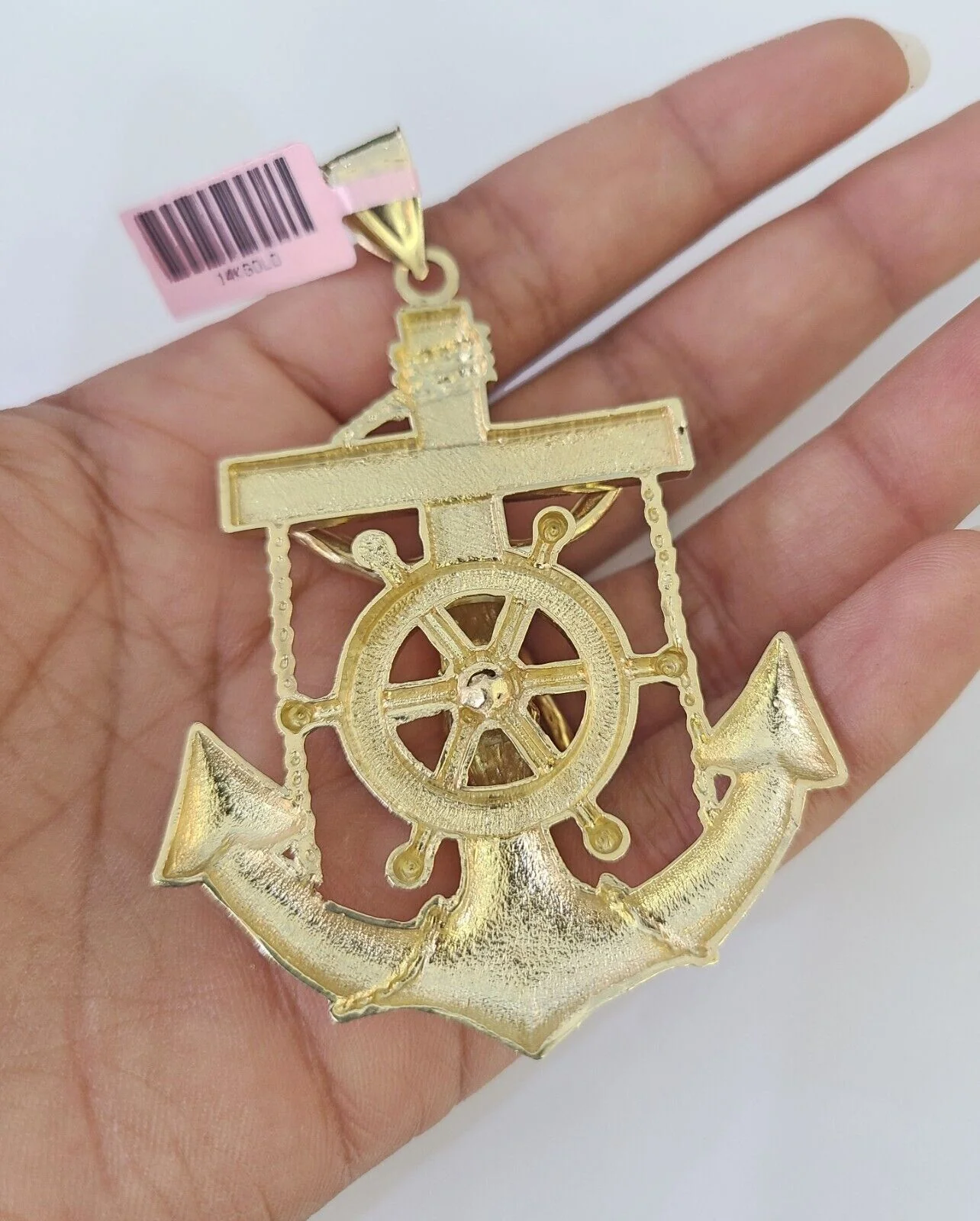 14k Figaro Chain Jesus Anchor Charm Pendant Gold 7mm 20-30 inch SET Necklace - Image 7