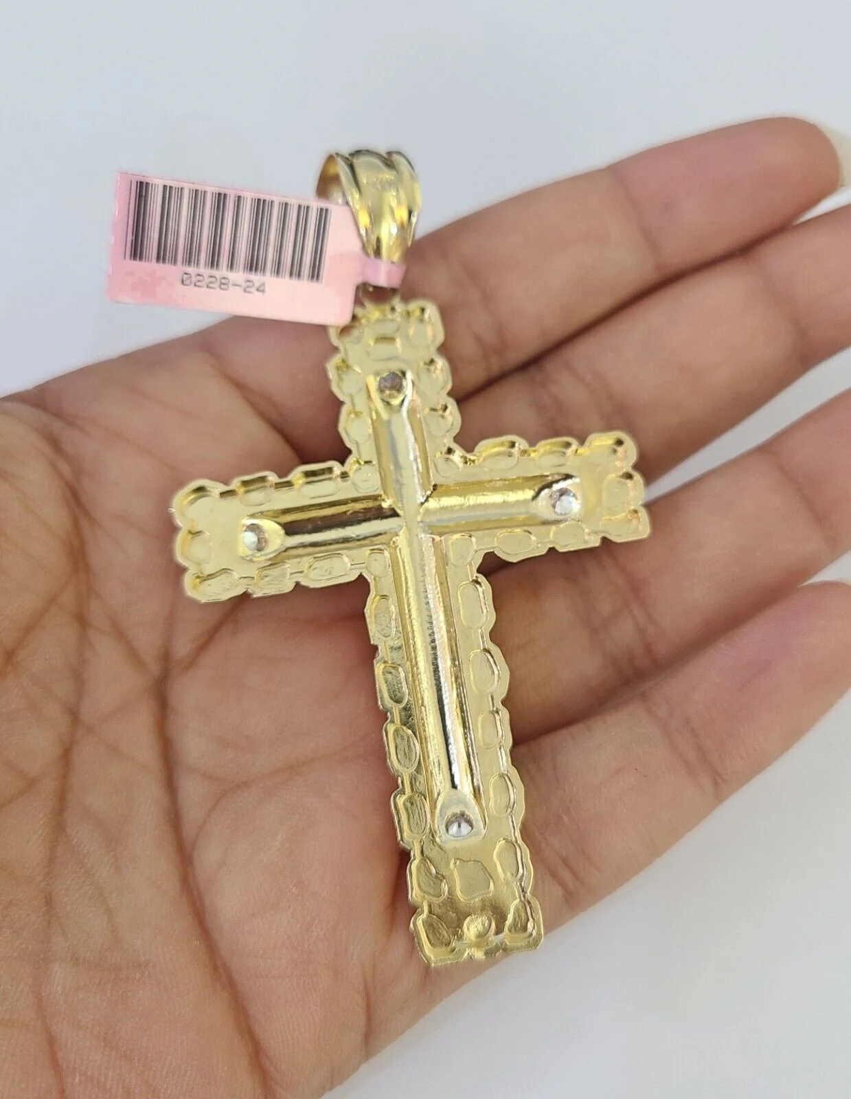 14k Figaro Chain Jesus Cross Charm Pendant Gold 7mm 20-30 inch SET Necklace - Image 6