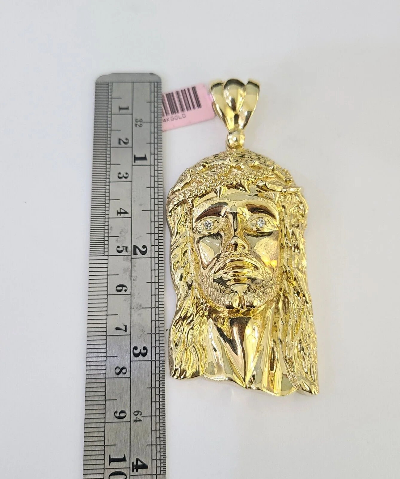 14k Figaro Chain Jesus Head Charm Pendant Gold 7mm 20-30 inch SET Necklace - Image 3