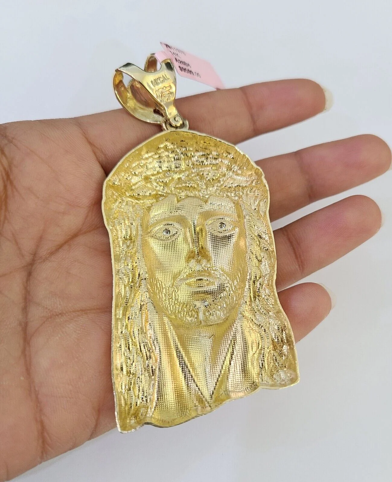 14k Figaro Chain Jesus Head Charm Pendant Gold 7mm 20-30 inch SET Necklace - Image 6