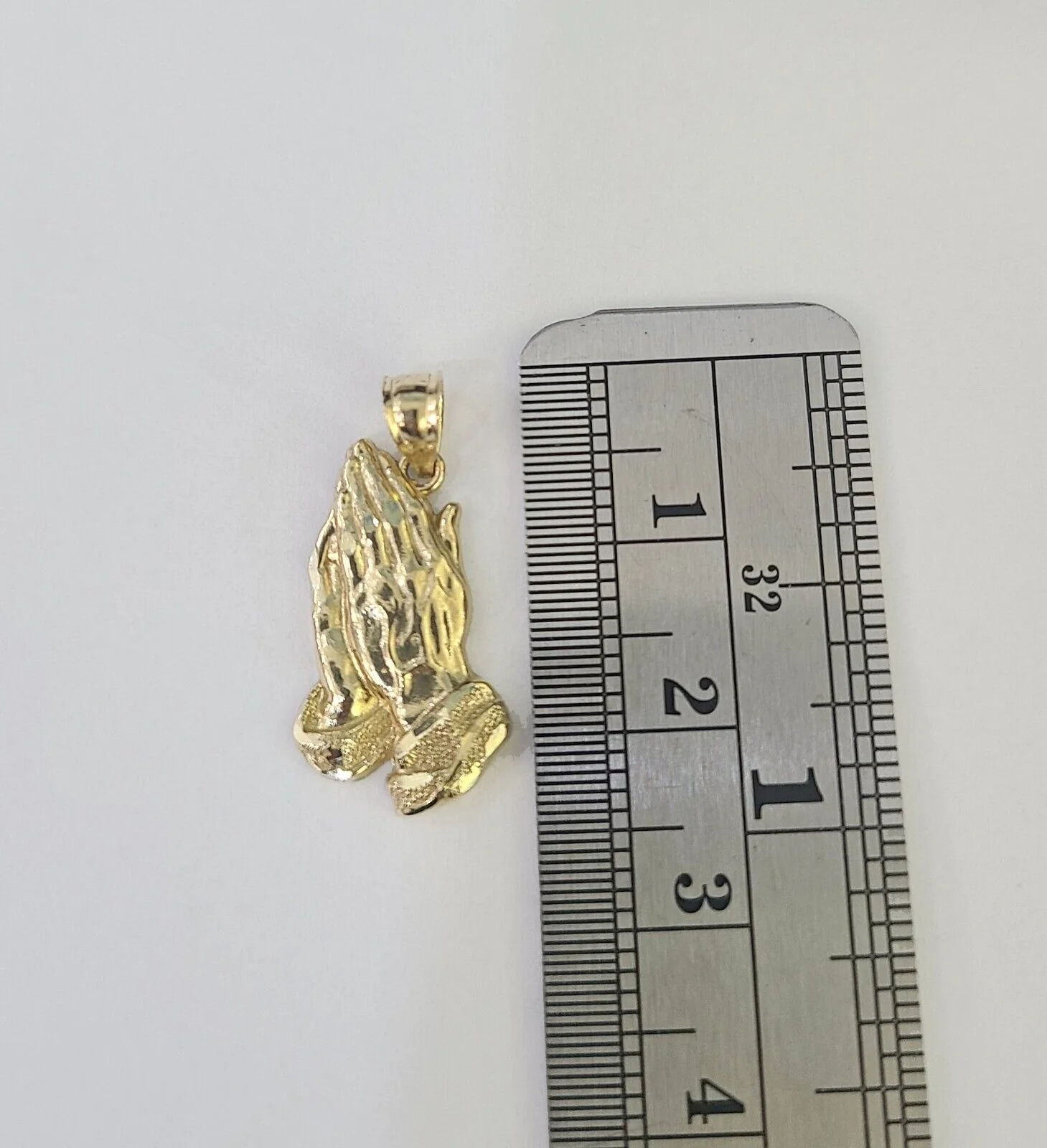 14k Figaro Chain Praying Hands Charm Pendant Gold 1.5mm 18"-24inch SET Necklace - Image 2
