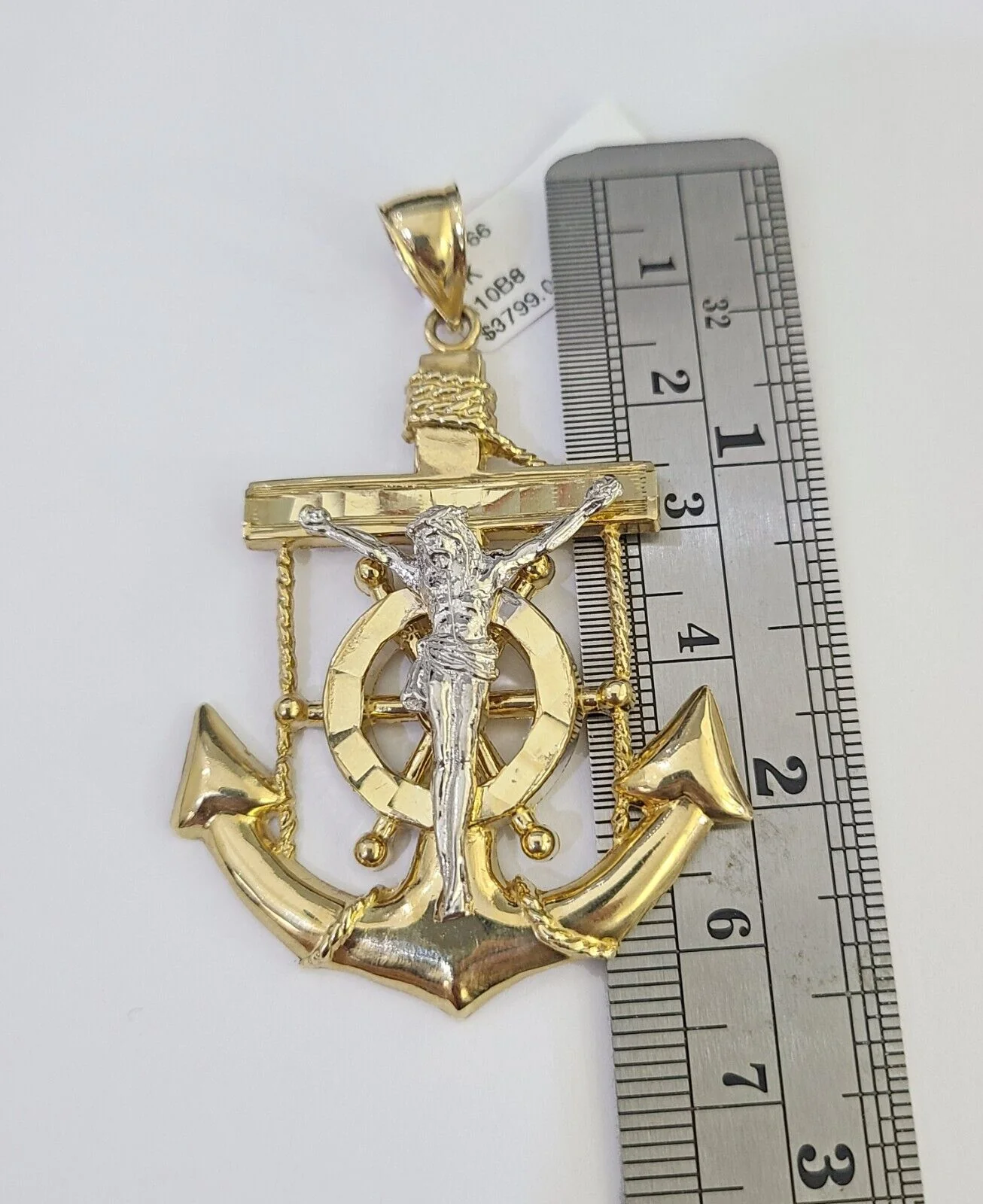 14K Franco Chain Jesus Anchor Pendant Charm Necklace 20"-26" 4mm Gold - Image 4