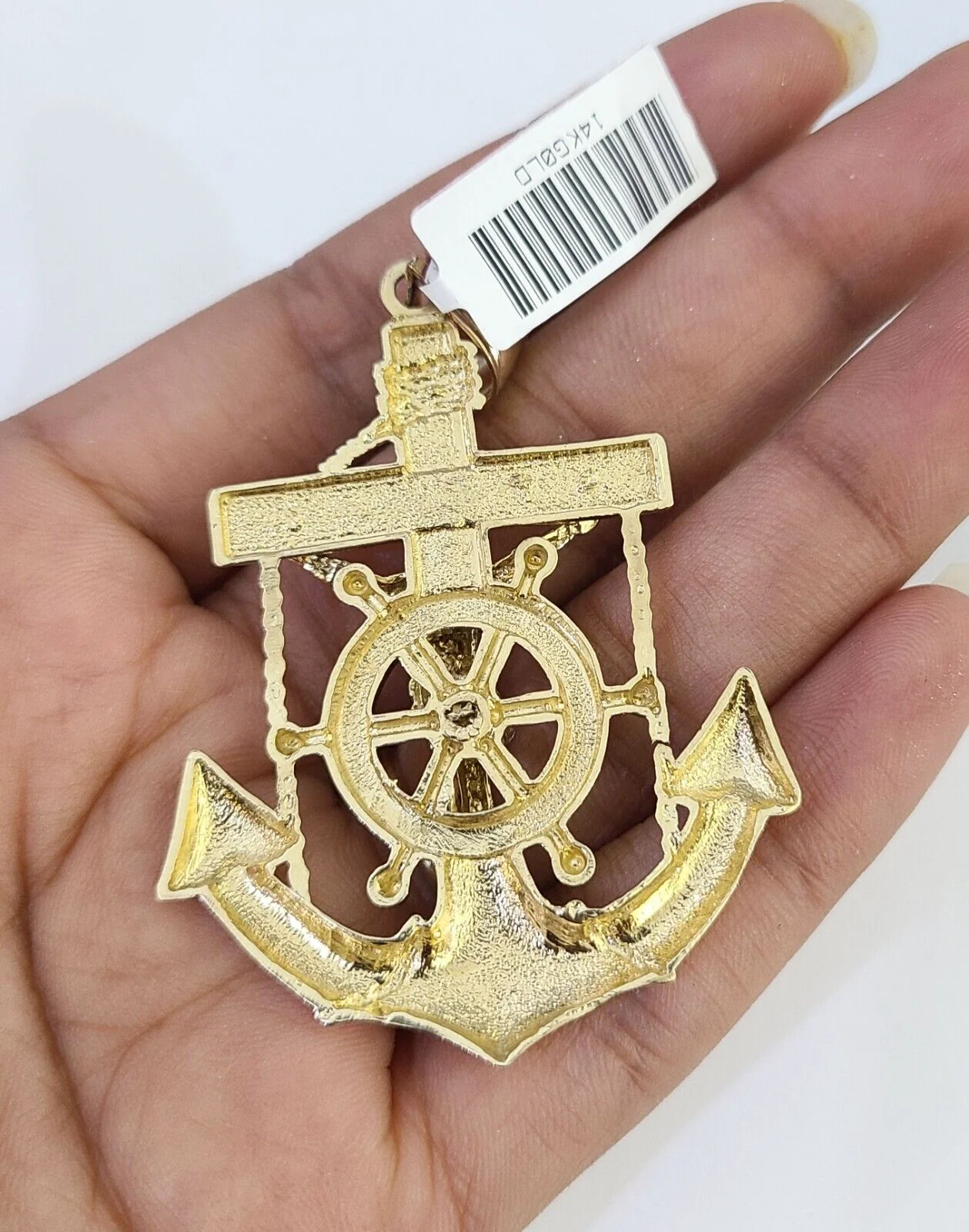 14K Franco Chain Jesus Anchor Pendant Charm Necklace 20"-26" 4mm Gold - Image 6