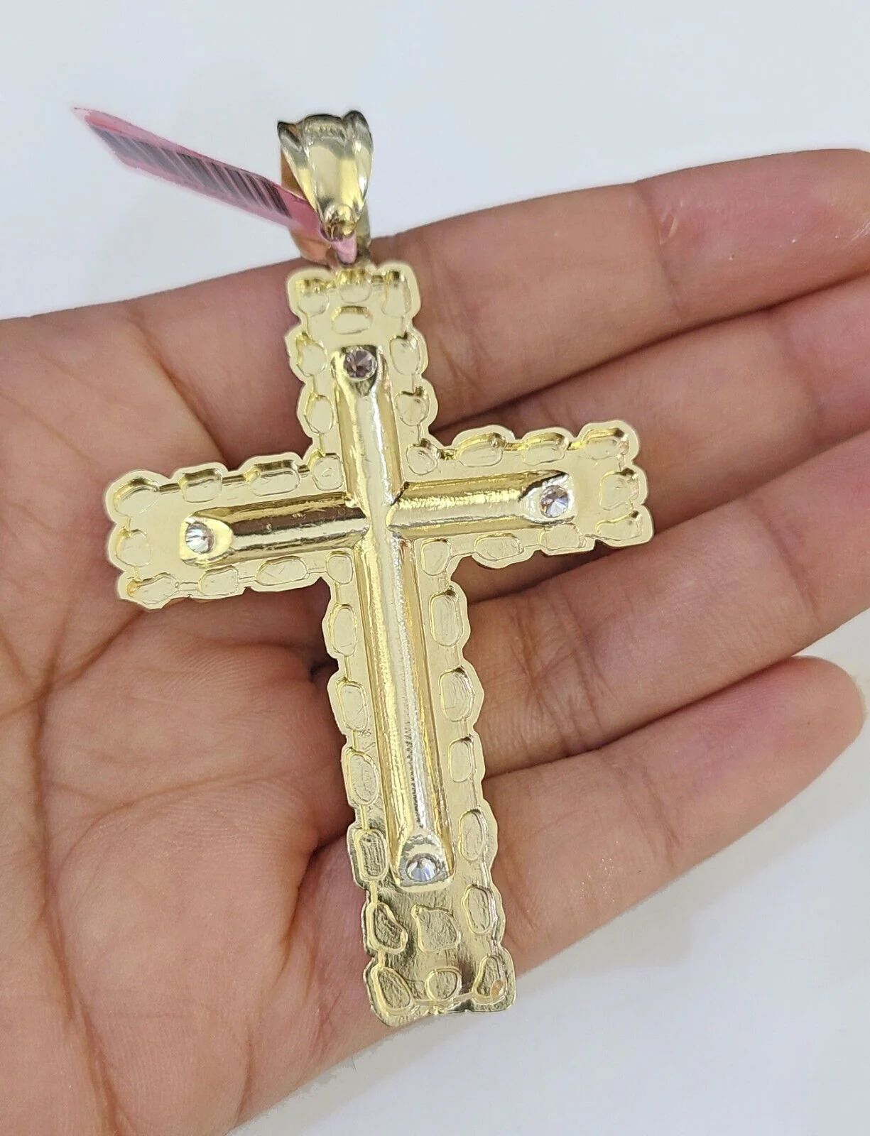 14K Franco Chain Jesus Nugget Cross Pendant Charm Necklace 20"-26" 4mm Gold - Image 6