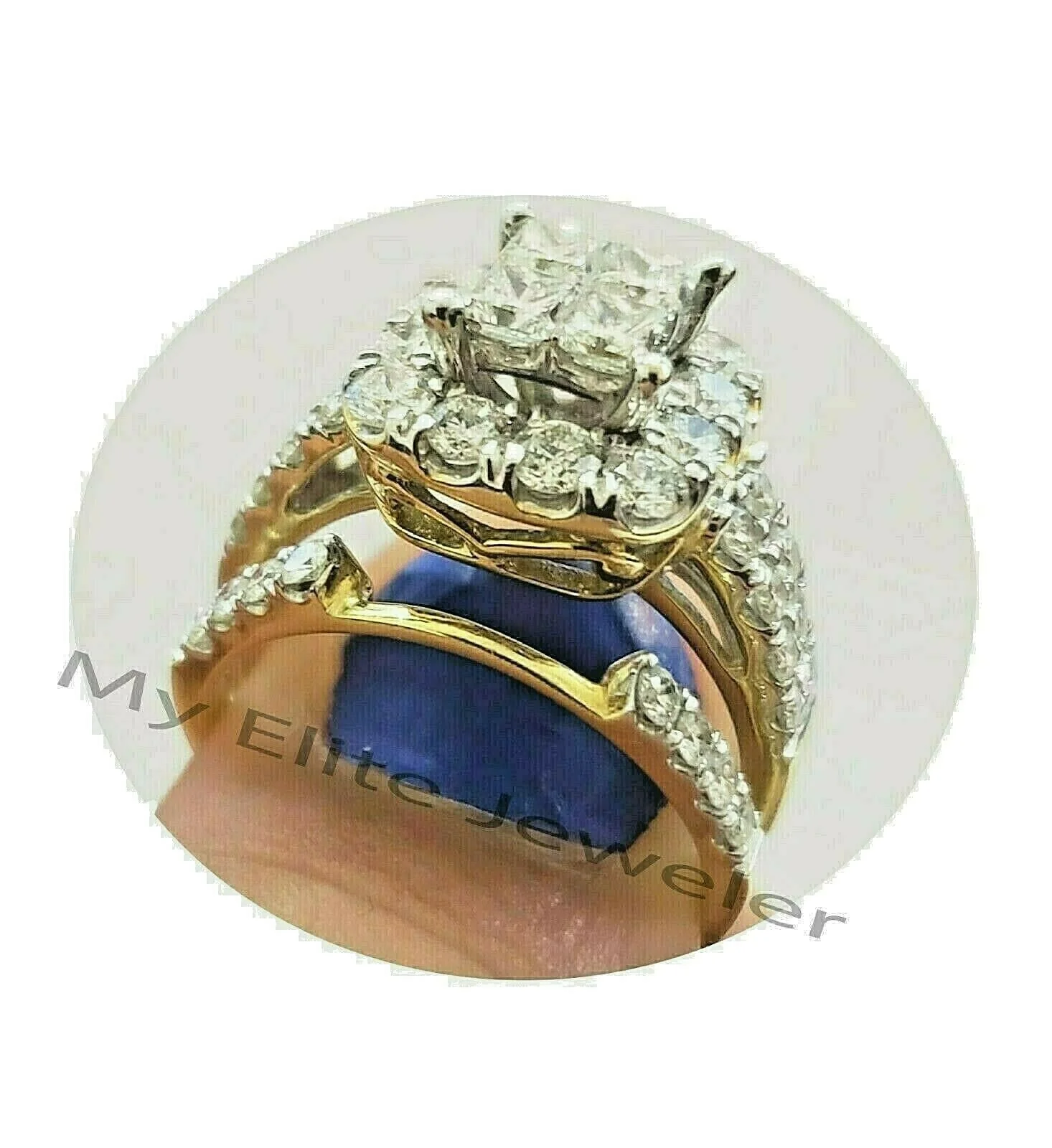 14k Gold 2CT Princess Cut VS Diamond Ladies Ring Bridal set Include Band Ring Sizes 6,7,8,9,10,11 & 12 - Image 4