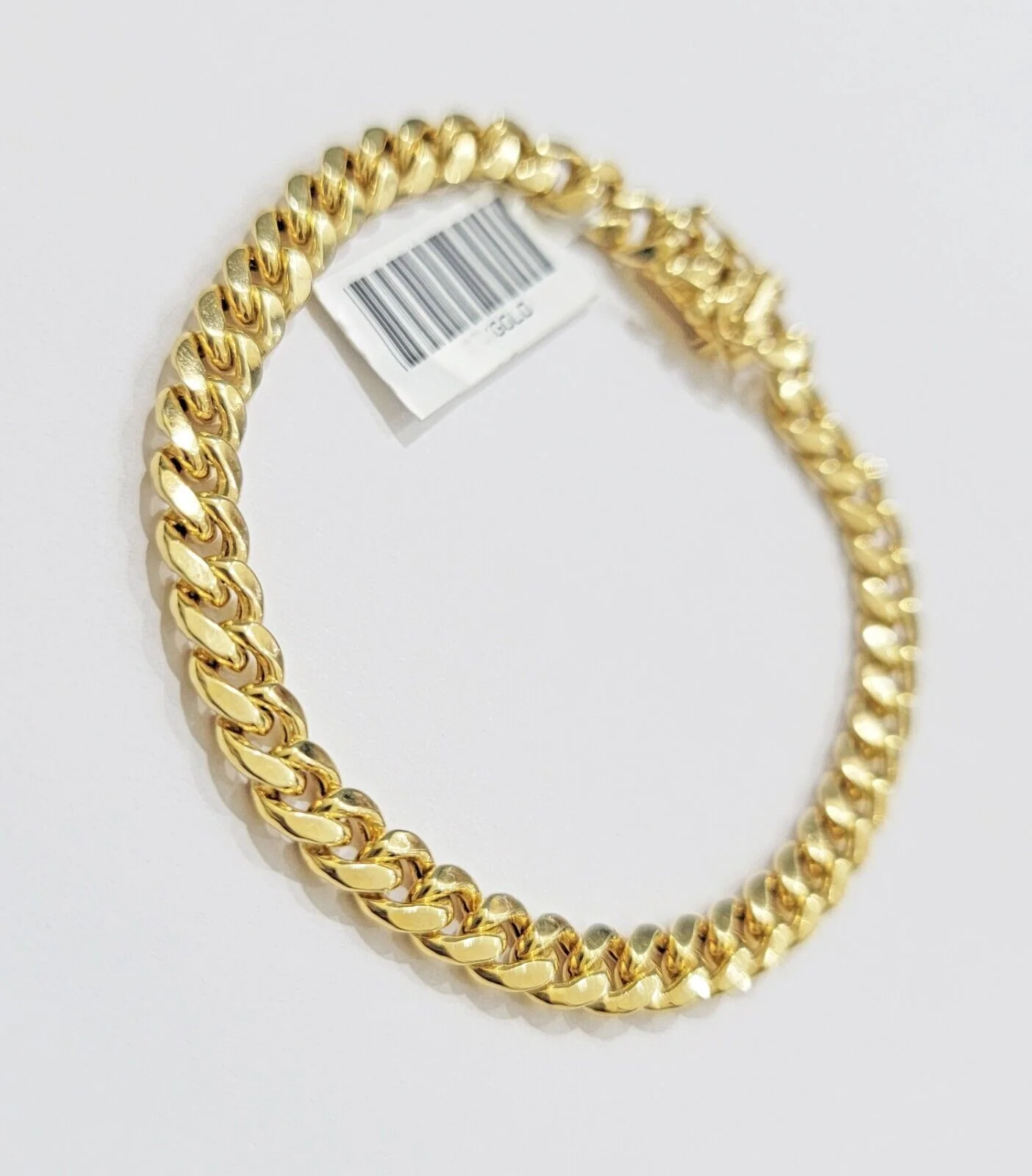 14k Gold Bracelet 6mm 9" Inch Real 14kt Yellow Gold For Mens, Box clasp, REAL - Image 2