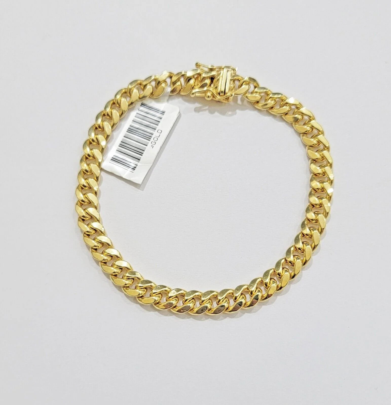 14k Gold Bracelet 6mm 9" Inch Real 14kt Yellow Gold For Mens, Box clasp, REAL - Image 3