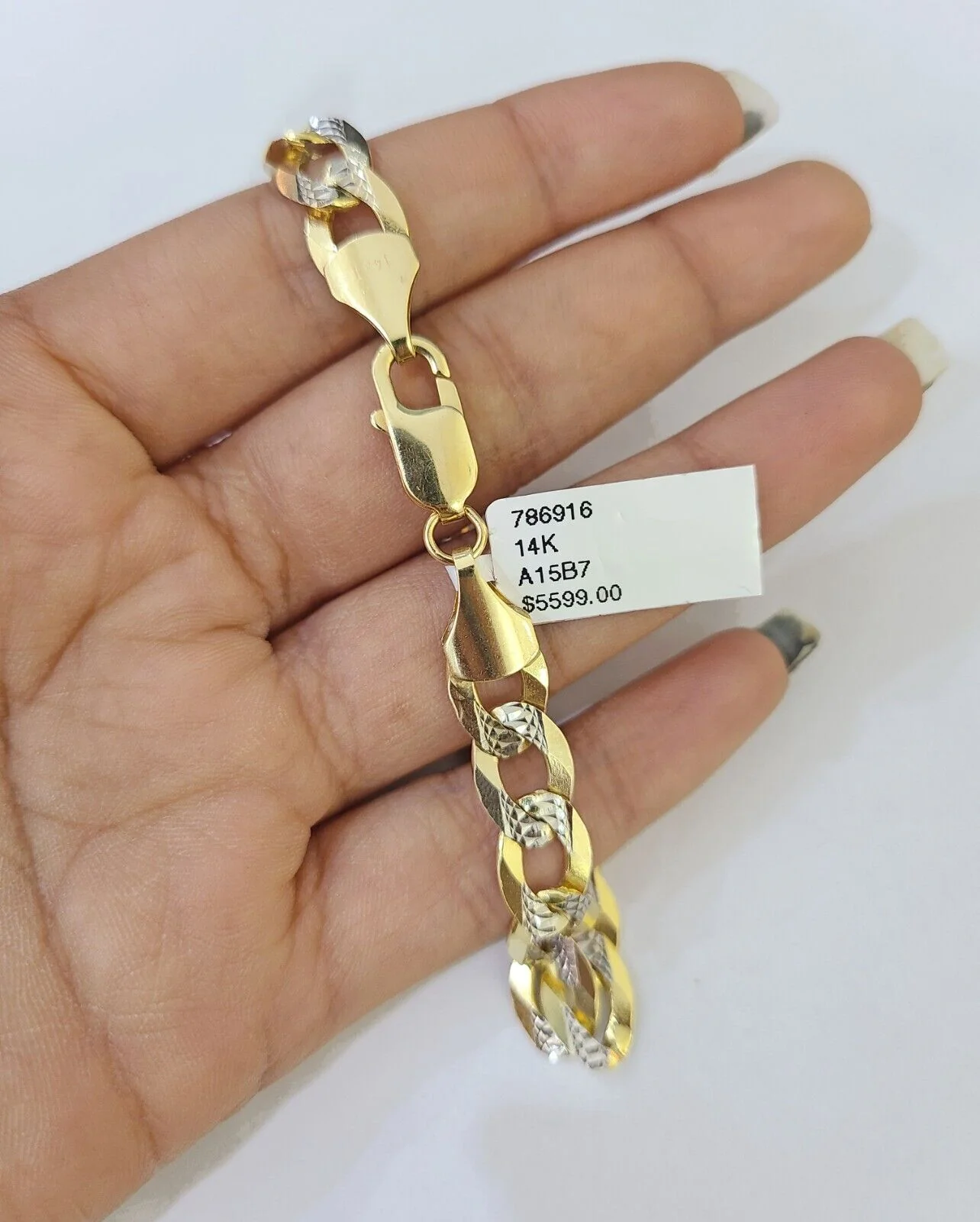 14K Gold Bracelet Cuban Curb Link Bracelet Diamond Cut 9mm 8" Inch REAL Gold - Image 3