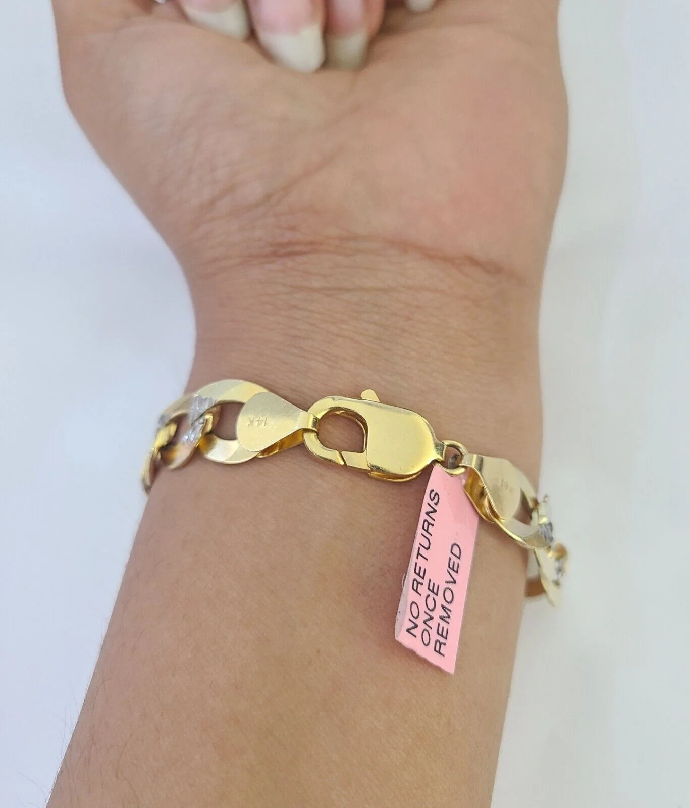 14K Gold Bracelet Cuban Curb Link Diamond Cut 11mm 7" Inch REAL Gold - Image 3