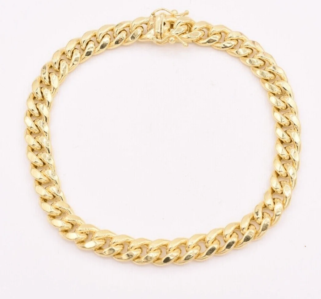 14k Gold Bracelet Miami Cuban Link 7mm 9" Inch Real 14 KT Yellow Gold Men Women - Image 5