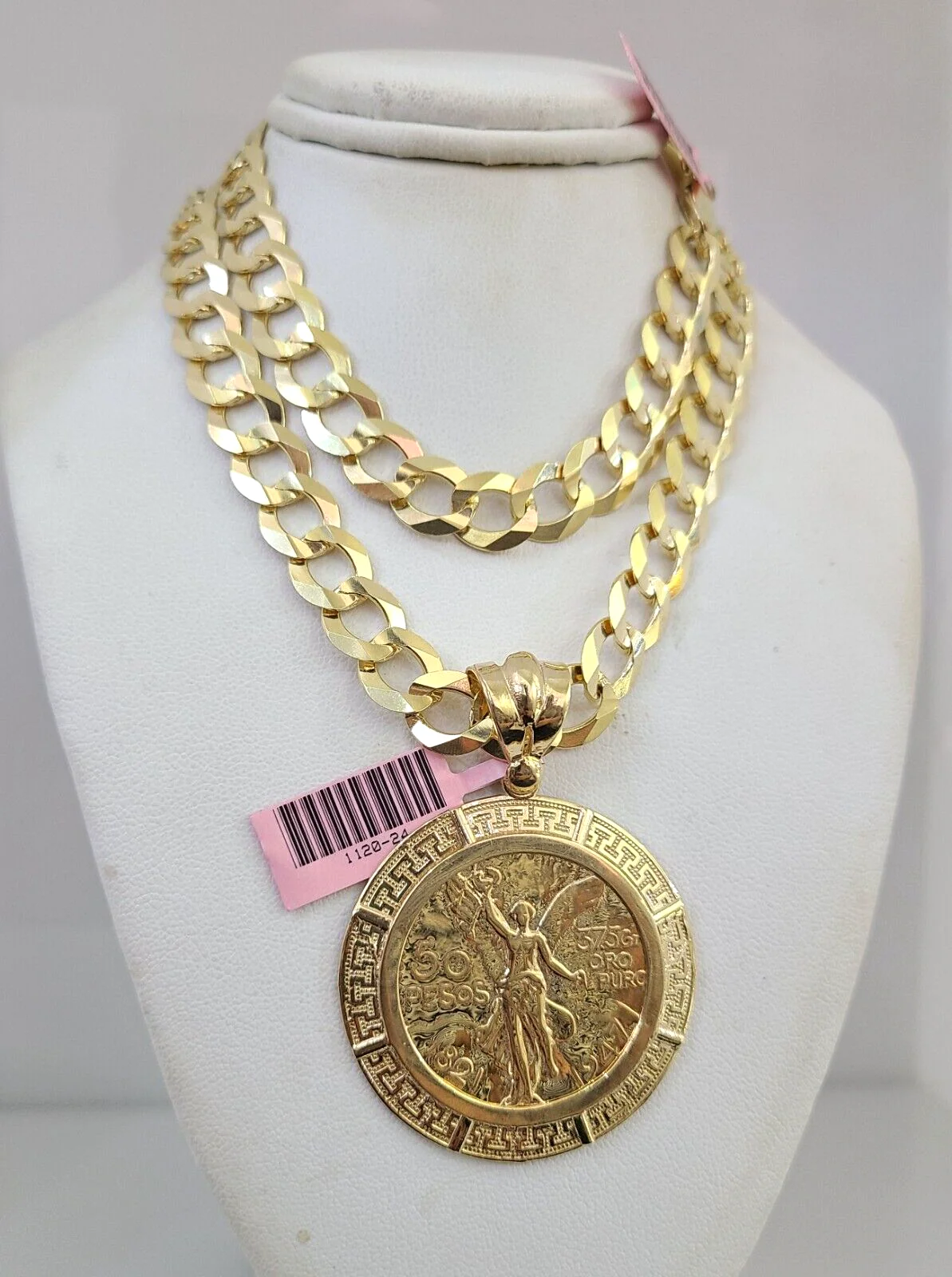14k Gold Chain Centanario Charm Solid Cuban Curb 10mm 20"-30" SET Necklace - Image 8