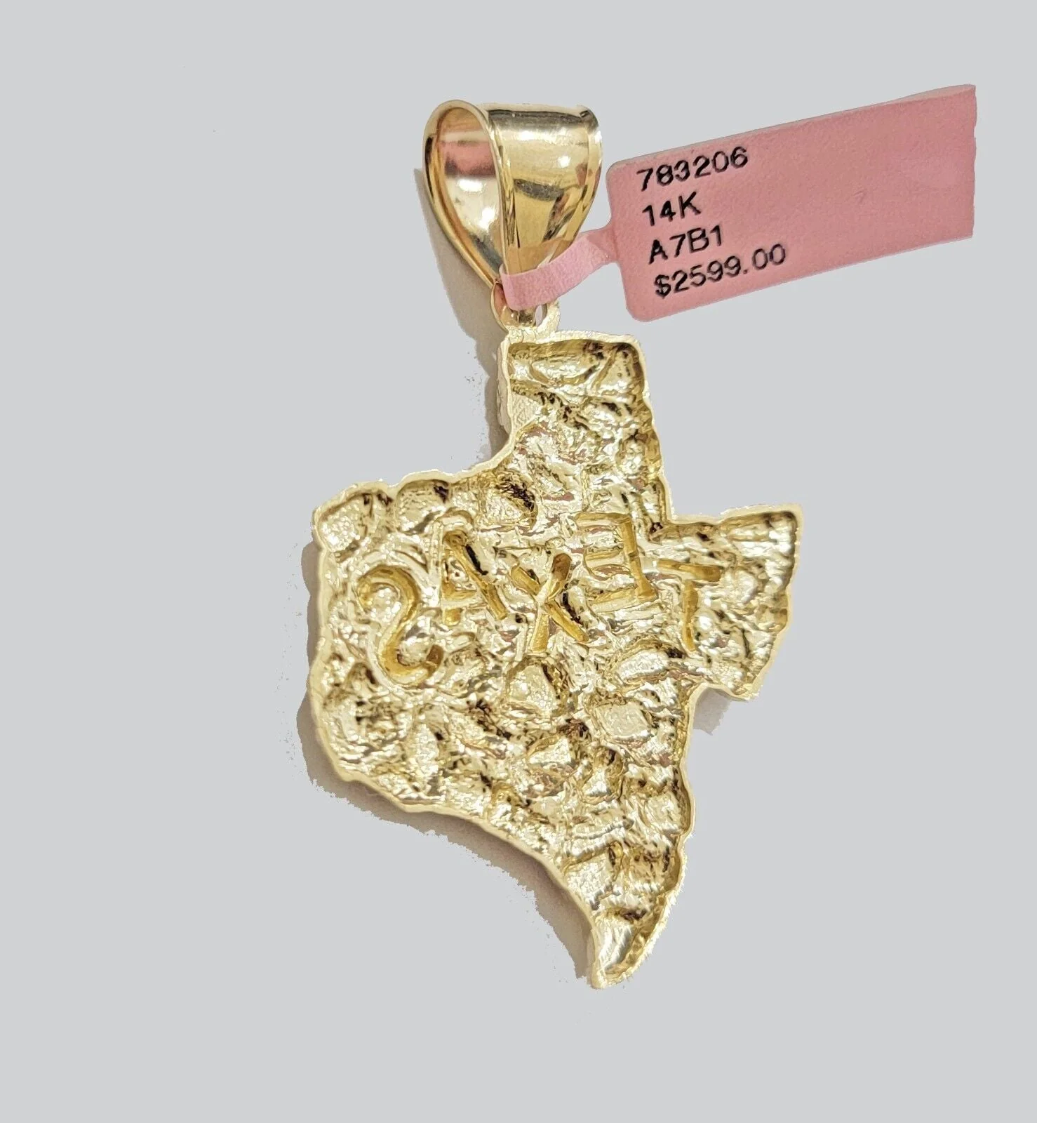 14k Gold Chain & Charm Nugget Texas map pendant Cuban Link Necklace 20 Inch 5mm - Image 6
