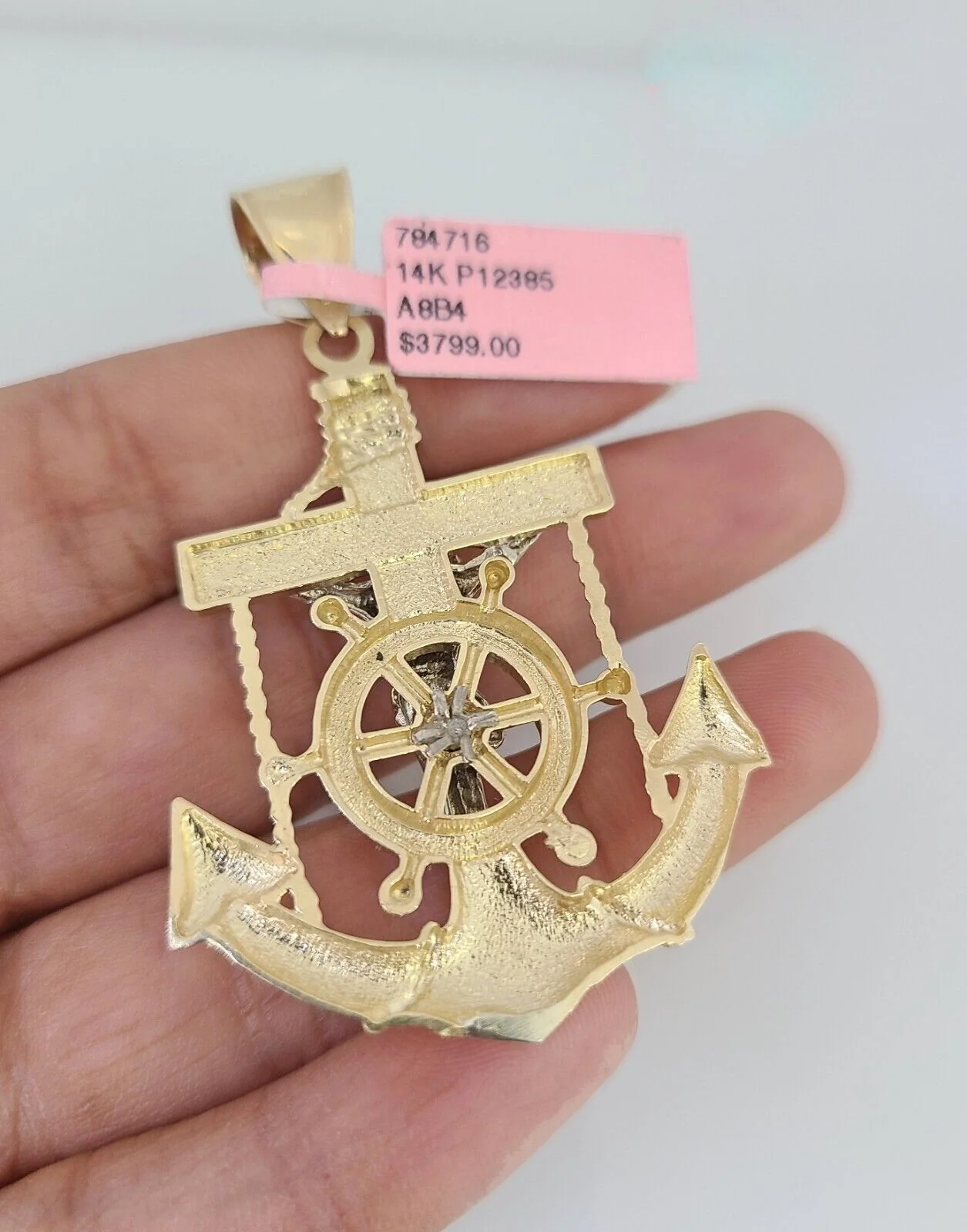 14k Gold Chain Jesus Anchor Charm Solid Cuban Curb 10mm 20"-30" SET Necklace - Image 8
