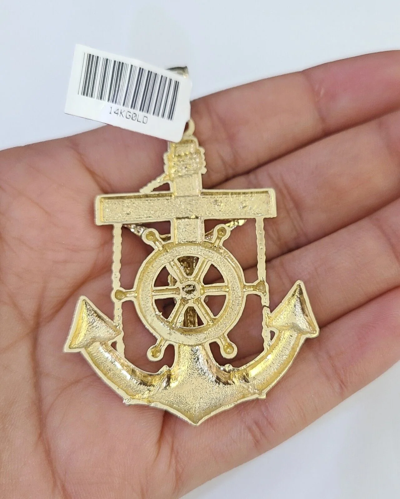 14k Gold Chain Jesus Anchor Charm Solid Cuban Curb 5mm 20"-26" Inch SET Necklace - Image 6