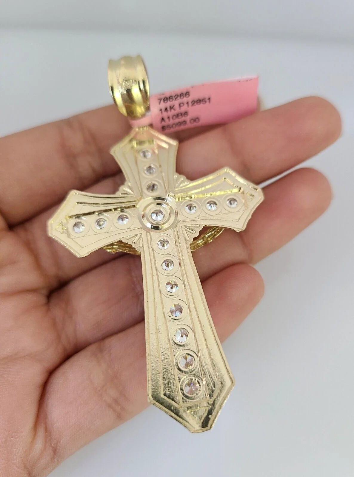 14k Gold Chain Jesus Cross Charm Solid Cuban Curb 10mm 20"-30" SET Necklace - Image 7