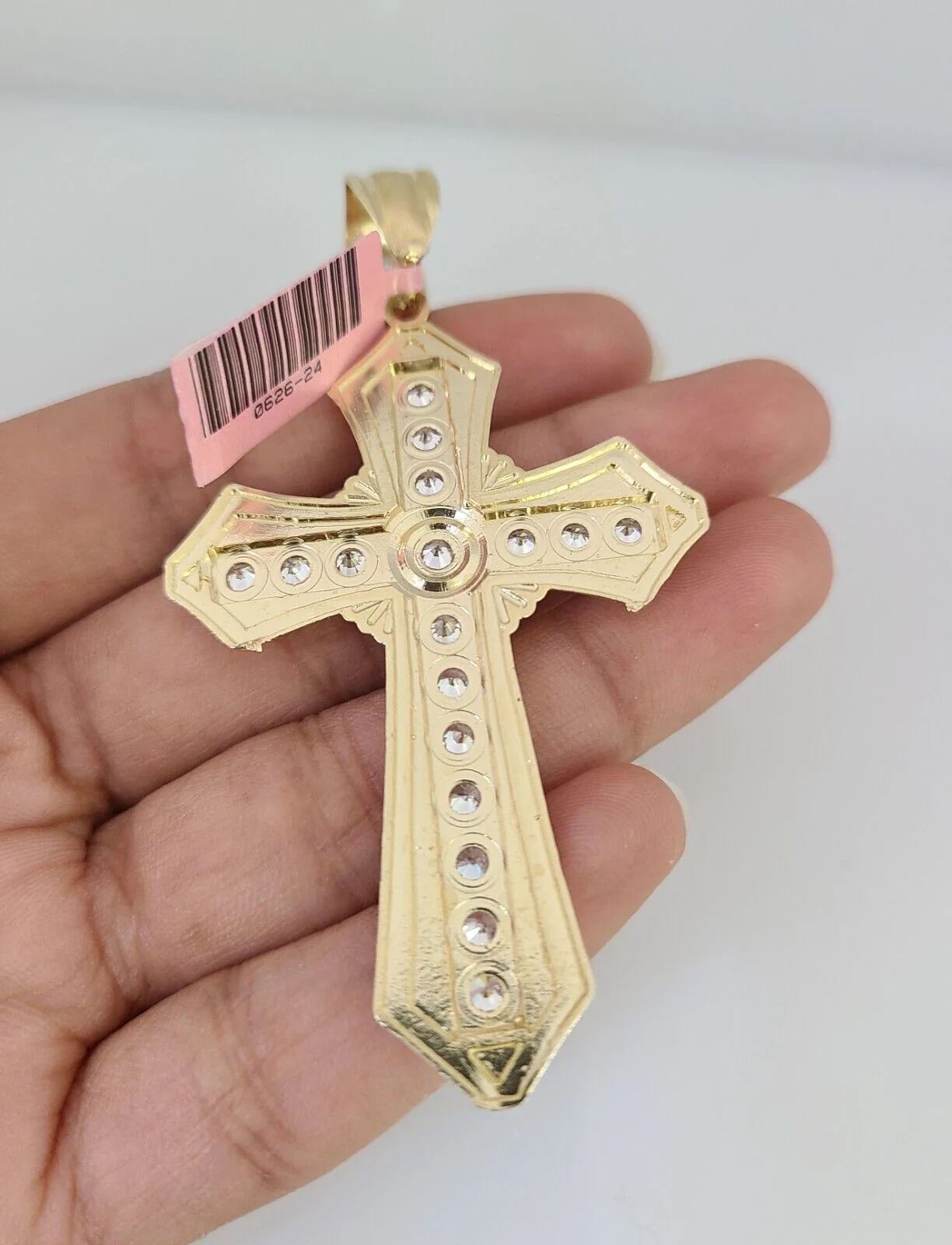 14k Gold Chain Jesus Cross Charm Solid Cuban Curb 10mm 20"-30" SET Necklace - Image 6