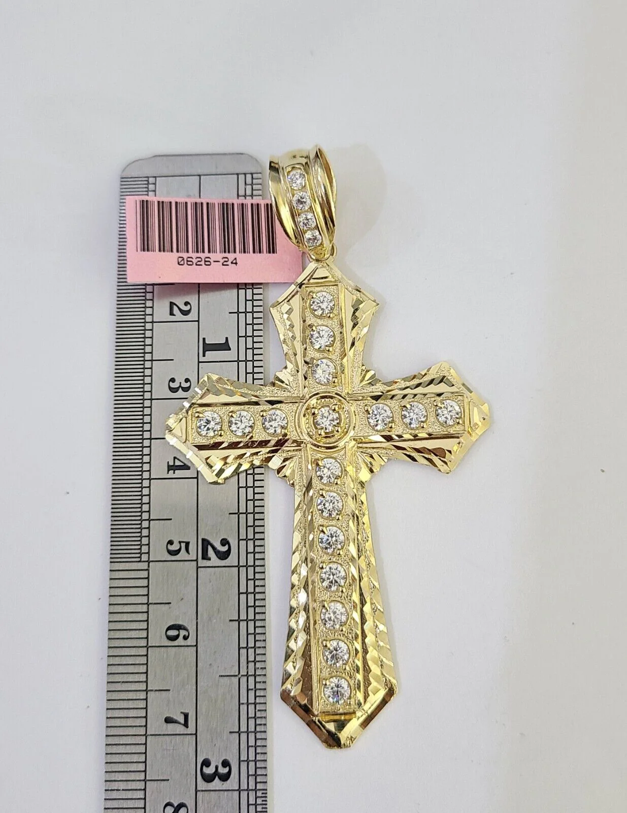 14k Gold Chain Jesus Cross Charm Solid Cuban Curb 5mm 20"-26" Inch SET Necklace - Image 6