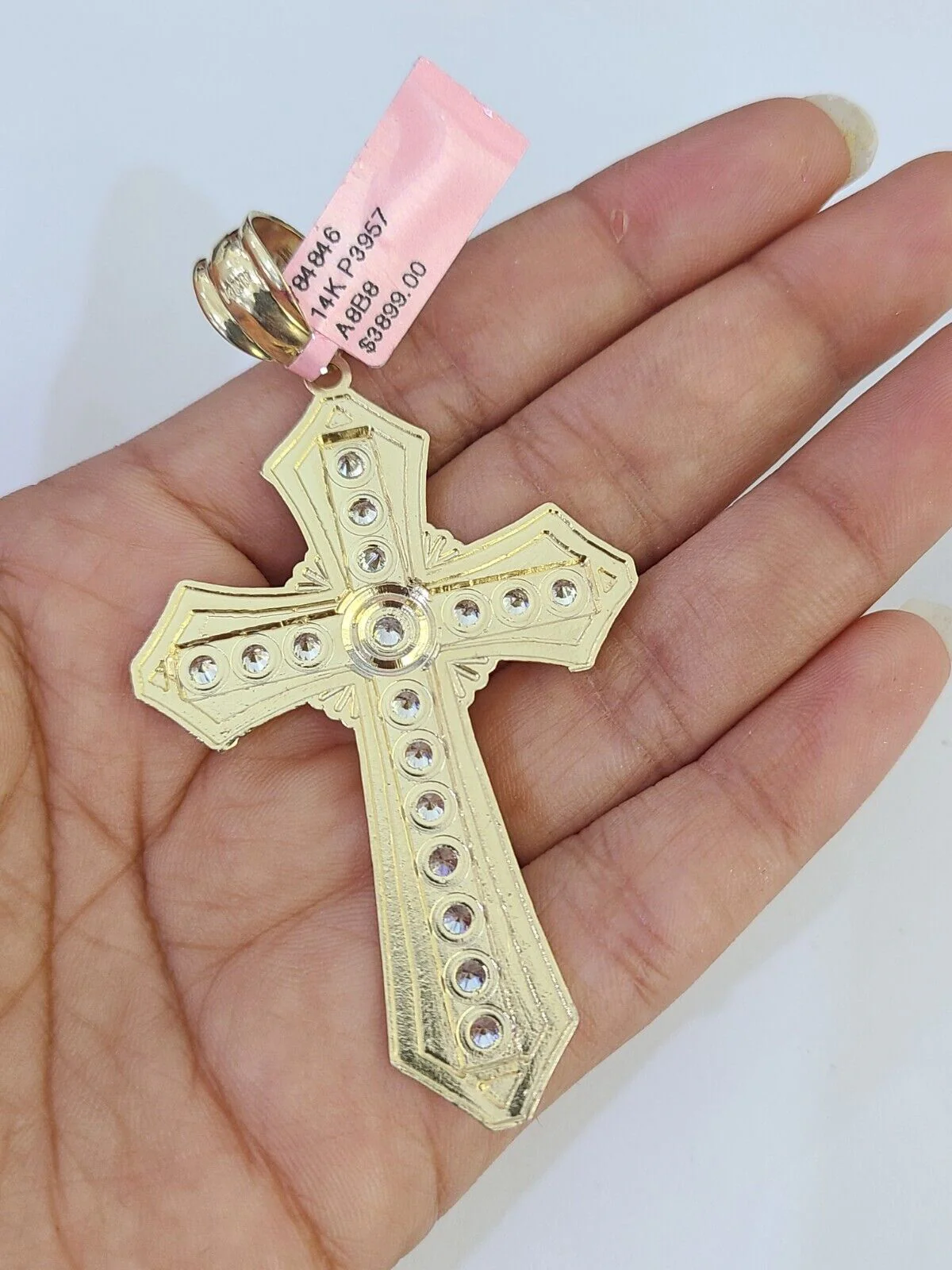 14k Gold Chain Jesus Cross Charm Solid Cuban Curb 5mm 20"-26" Inch SET Necklace - Image 7