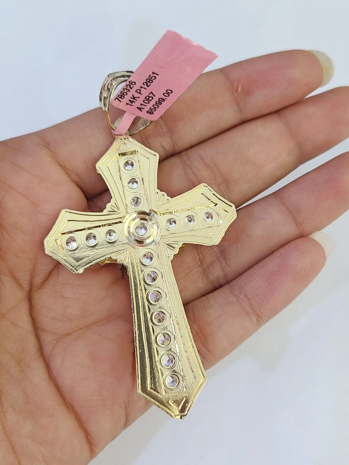 14k Gold Chain Jesus Cross Charm Solid Cuban Curb 5mm 20"-26" Inch SET Necklace - Image 7