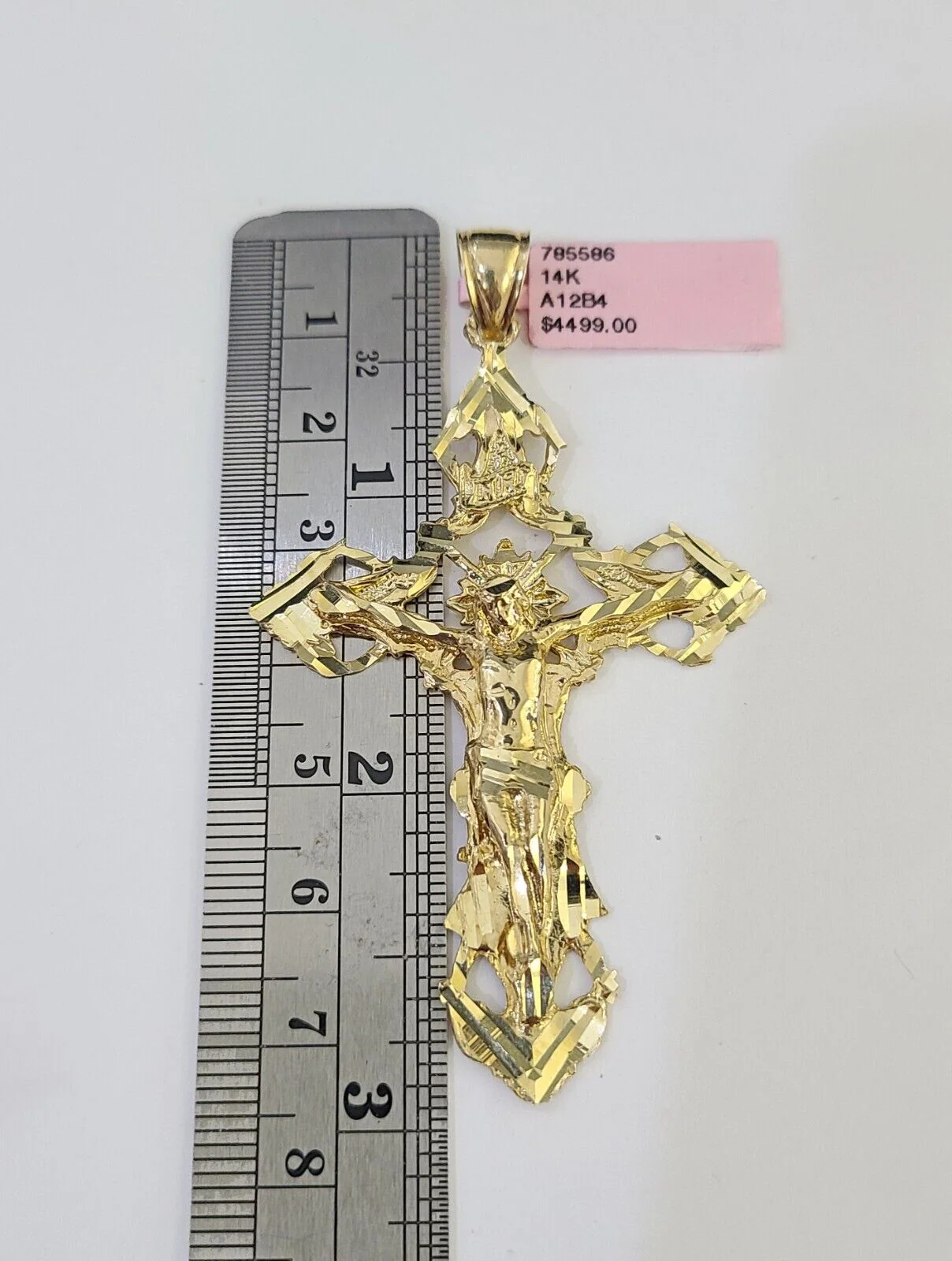 14k Gold Chain Jesus Cross Charm Solid Cuban Curb 5mm 20"-26" Inch SET Necklace - Image 6