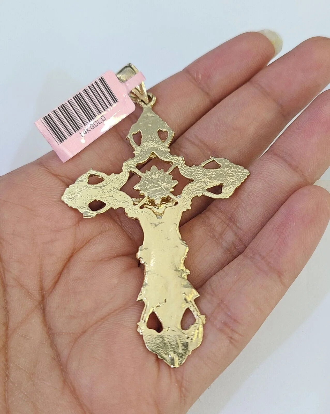 14k Gold Chain Jesus Cross Charm Solid Cuban Curb 5mm 20"-26" Inch SET Necklace - Image 7