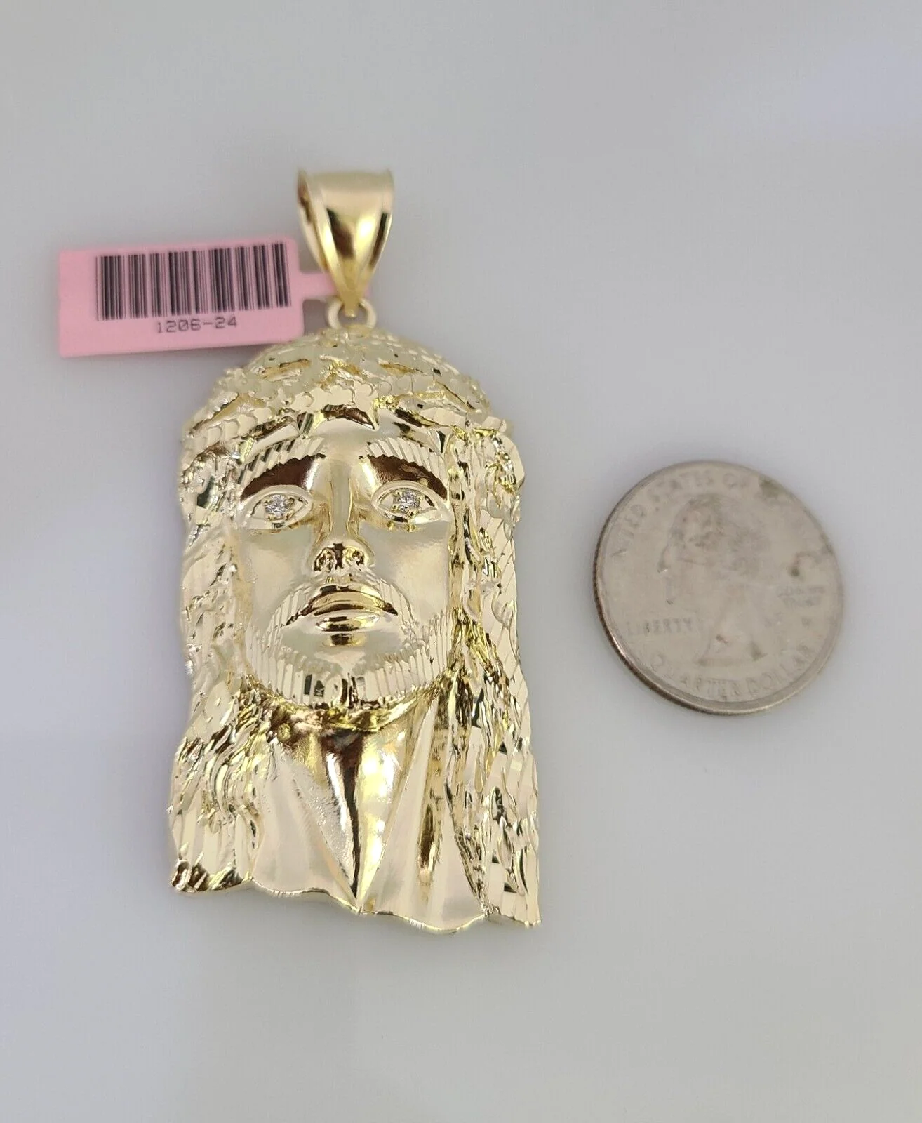 14k Gold Chain Jesus Head Charm Solid Cuban Curb 10mm 20"-30" SET Necklace - Image 4