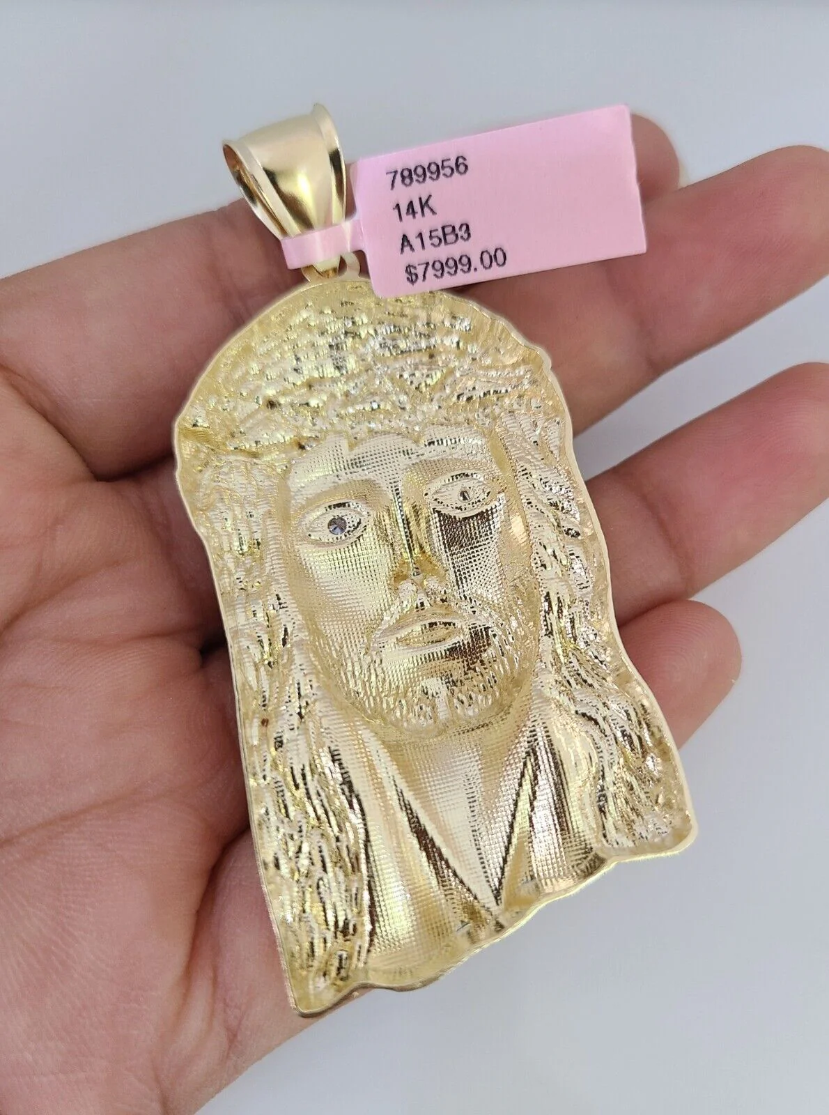 14k Gold Chain Jesus Head Charm Solid Cuban Curb 10mm 20"-30" SET Necklace - Image 7