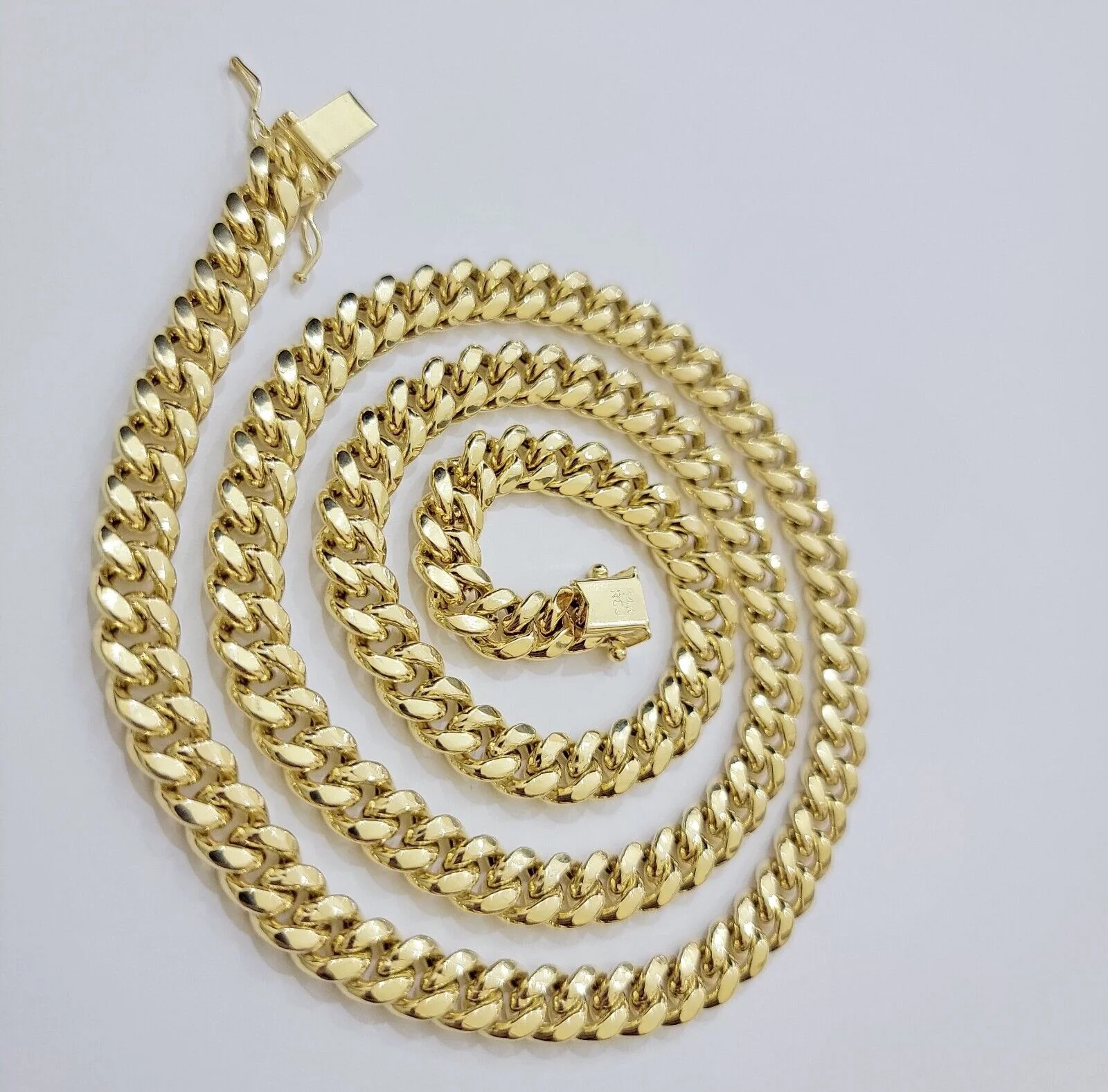 14k Gold Chain Necklace 24 Inch Miami Cuban Link 8mm Box Lock Real 14KT For Mens - Image 10
