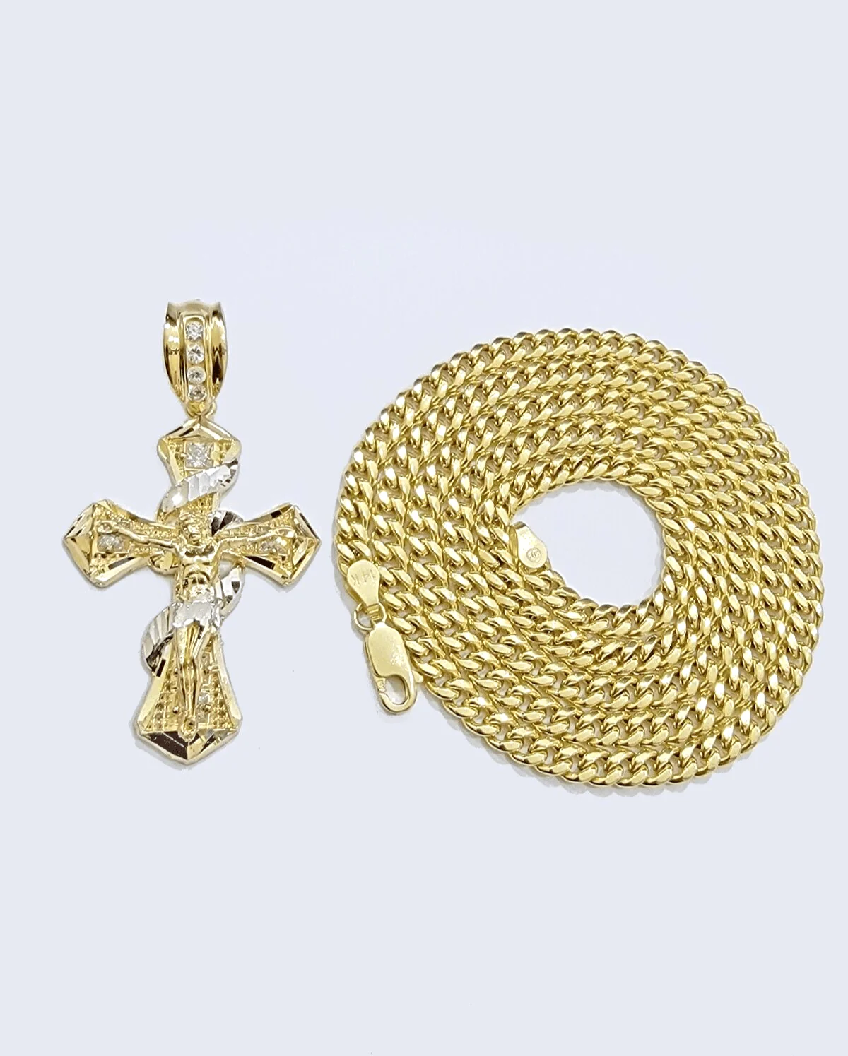 14k Gold Cross Charm Miami Cuban Link Chain 5mm 26'' Necklace 14kt Pendant - Image 11