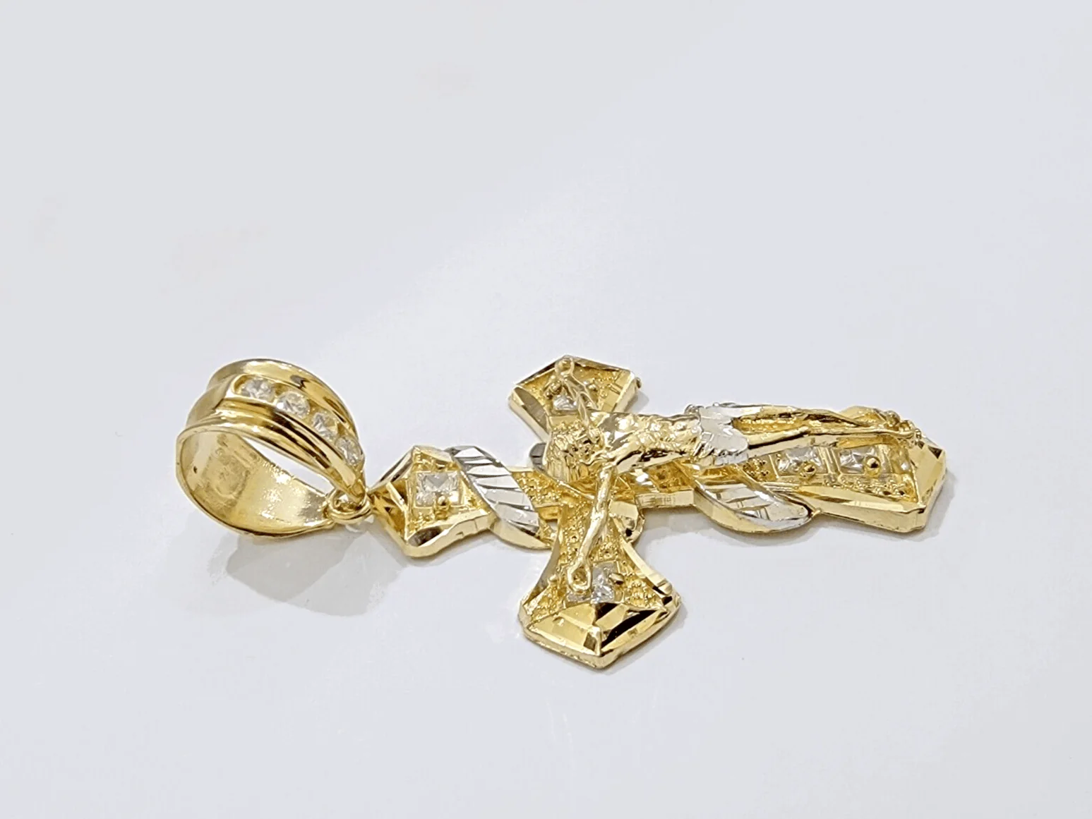14k Gold Cross Charm Miami Cuban Link Chain 5mm 26'' Necklace 14kt Pendant - Image 2