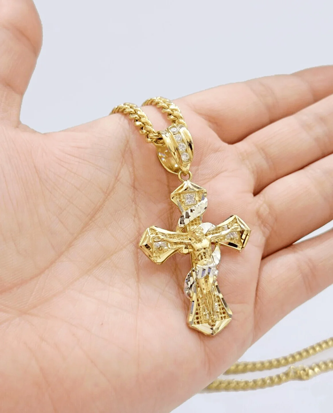 14k Gold Cross Charm Miami Cuban Link Chain 5mm 26'' Necklace 14kt Pendant - Image 8