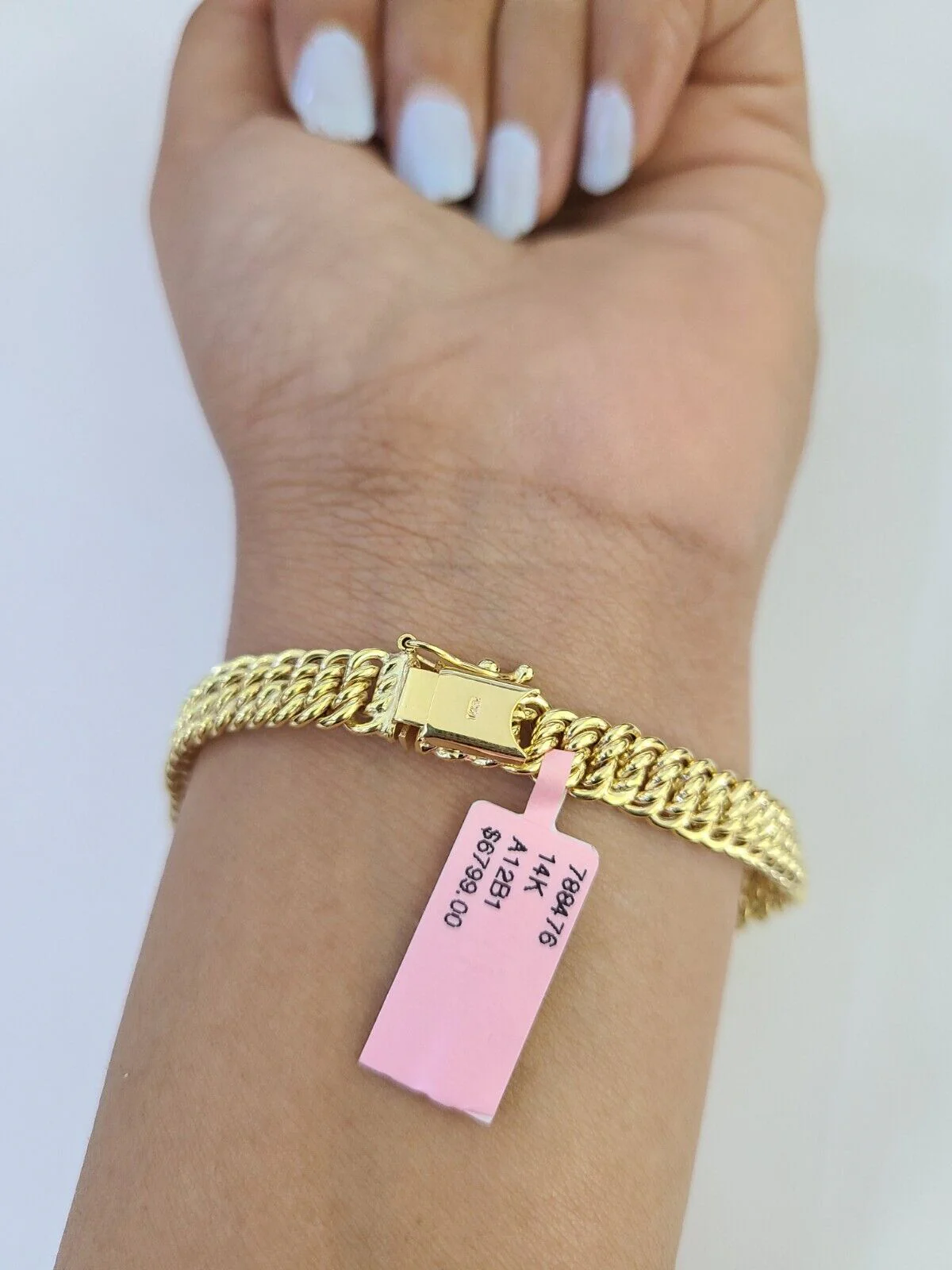 14K Gold Flat Byzantine Link Princesa Bracelet 7mm 7.5" inch Real Yellow 14Kt - Image 3