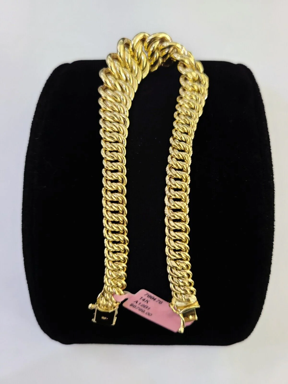 14K Gold Flat Byzantine Link Princesa Bracelet 7mm 7.5" inch Real Yellow 14Kt - Image 5