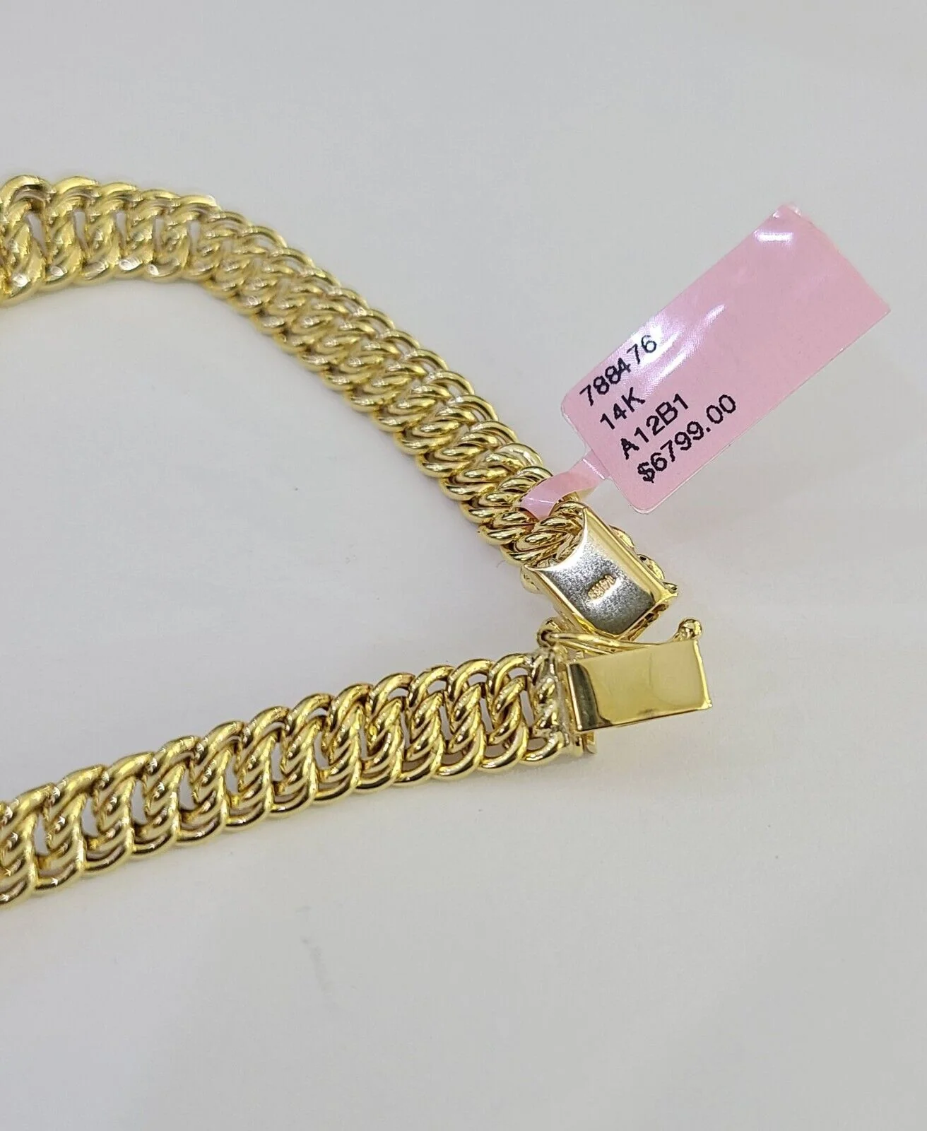 14K Gold Flat Byzantine Link Princesa Bracelet 7mm 7.5" inch Real Yellow 14Kt - Image 7