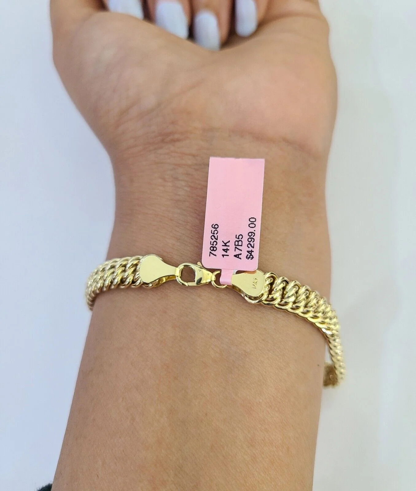 14K Gold Flat Byzantine Link Princesa Bracelet 7mm 7" inch Real Yellow 14Kt - Image 6