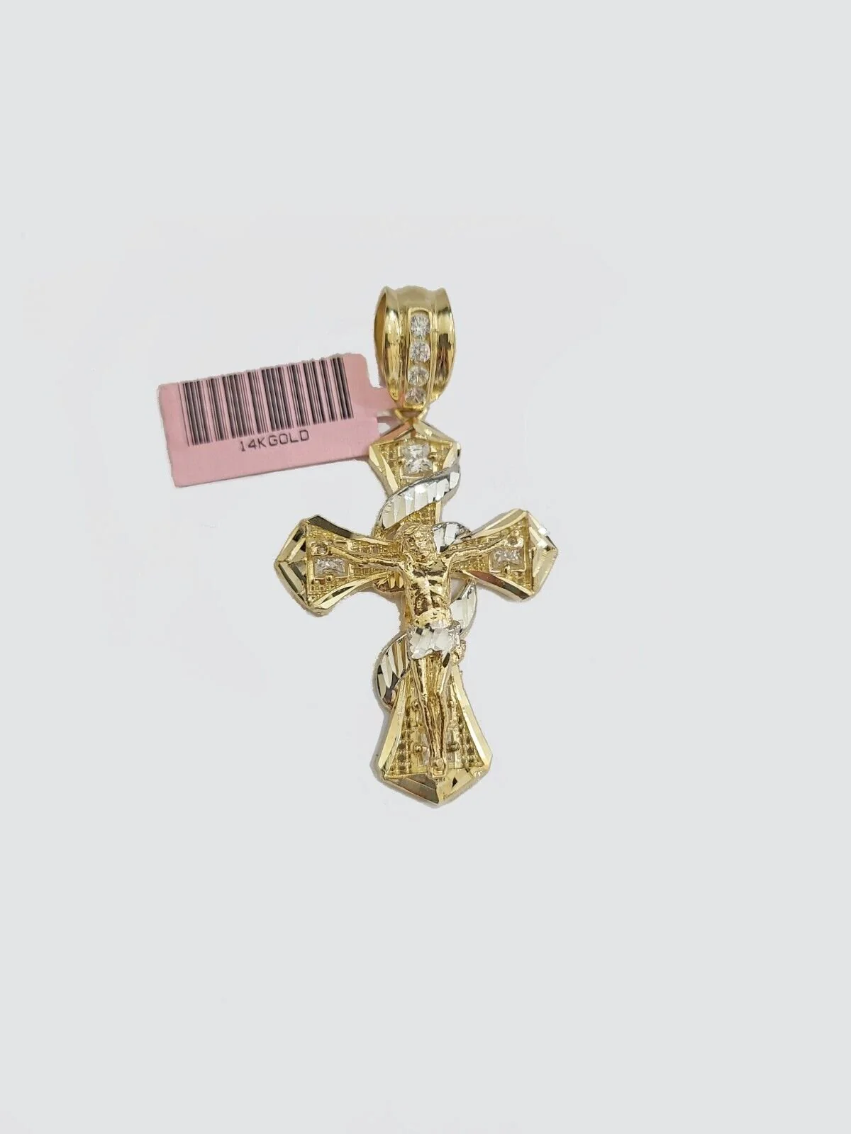 14k Gold Jesus Crucifix Cross Pendant Charm 14kt Yellow 2'' Inch For Chain Real - Image 2