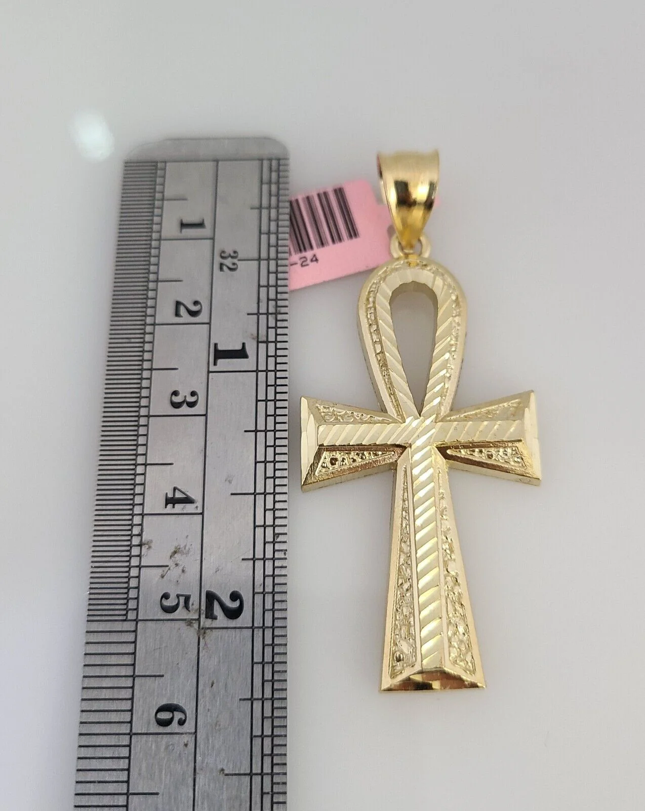 14K Gold Necklace Chain Jesus Ankh Cross Turkish Byzantine 4mm 24" Pendant - Image 4