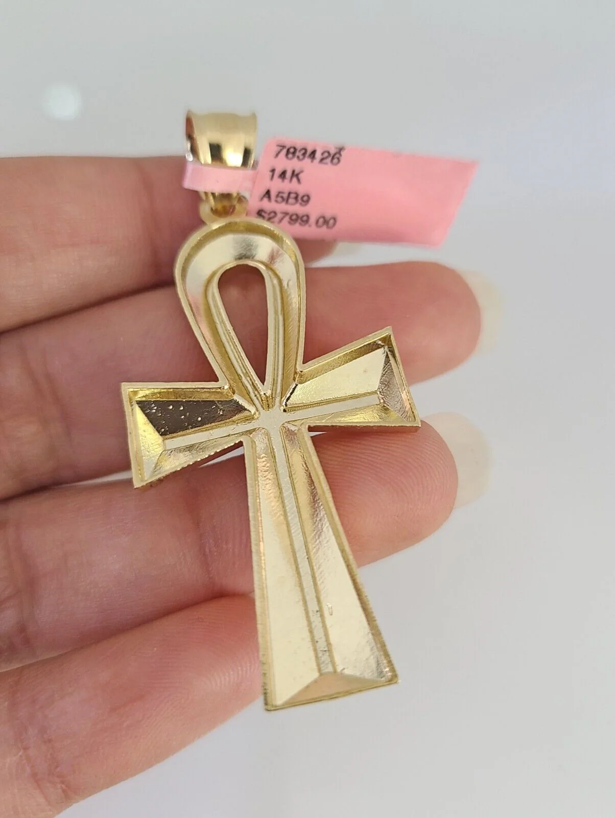 14K Gold Necklace Chain Jesus Ankh Cross Turkish Byzantine 4mm 24" Pendant - Image 6